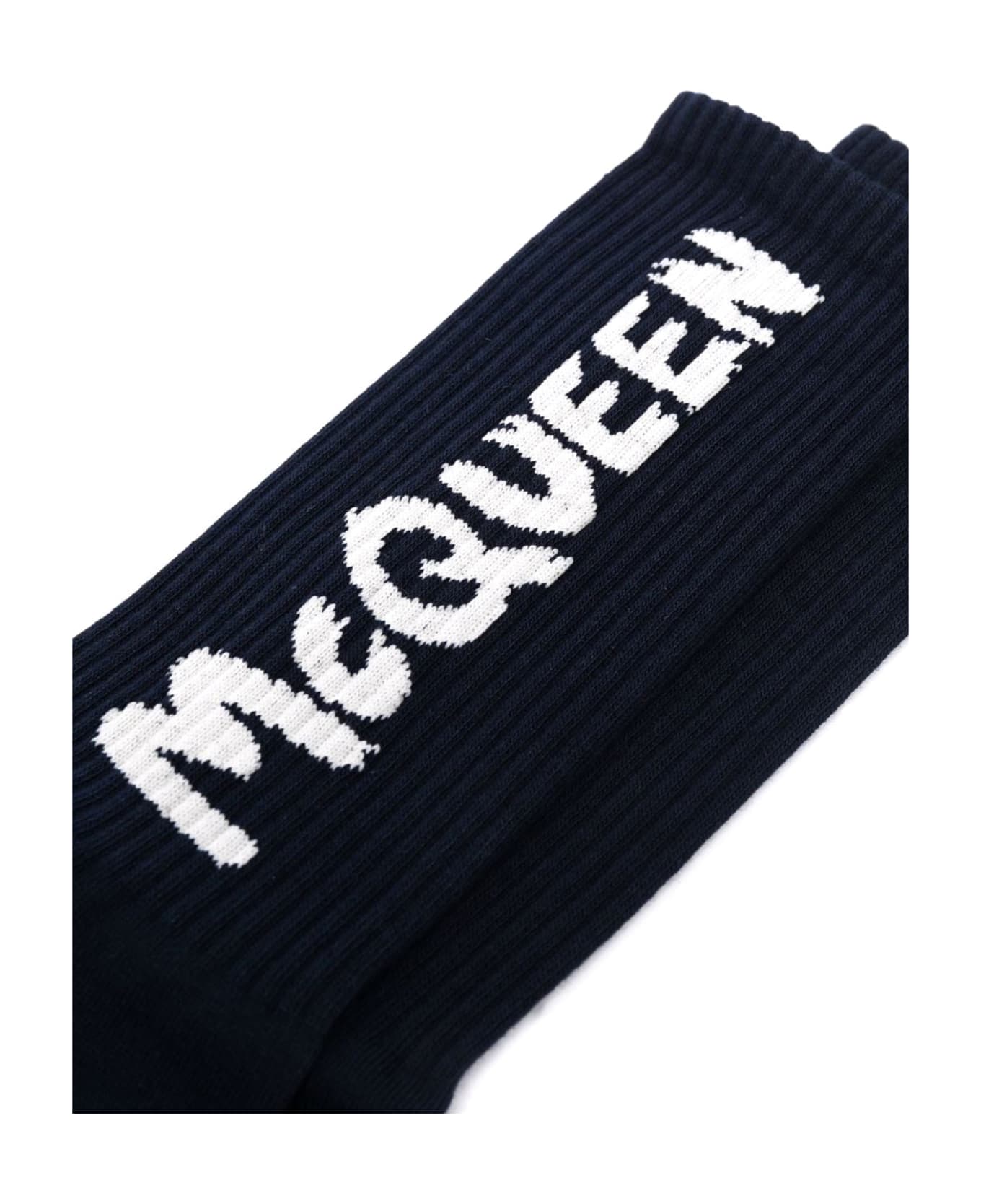 Alexander McQueen Graffiti Logo Socks - Black Ivory