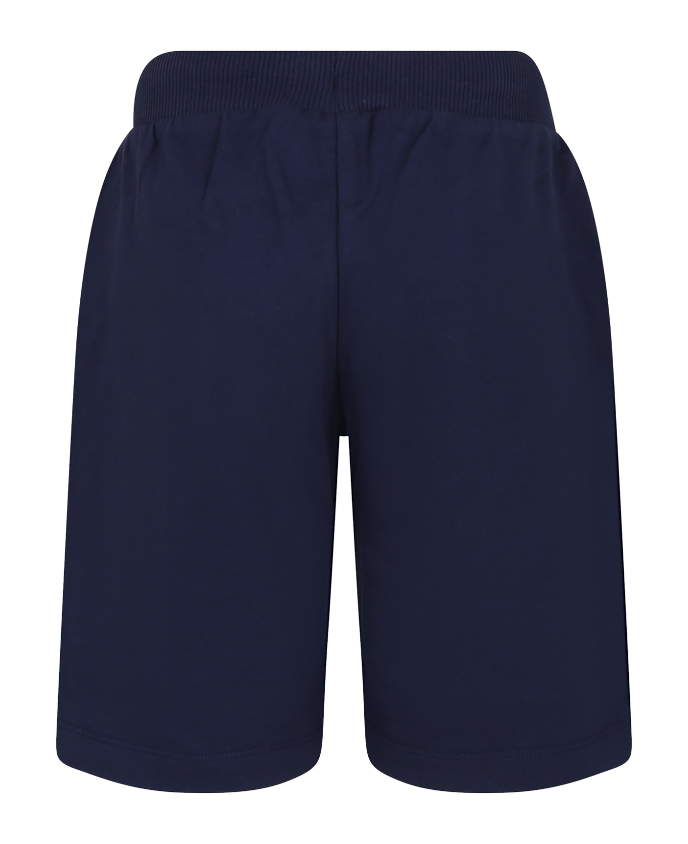 Moschino Blue Shorts For Kids With Teddy Bears And Logo - Blue
