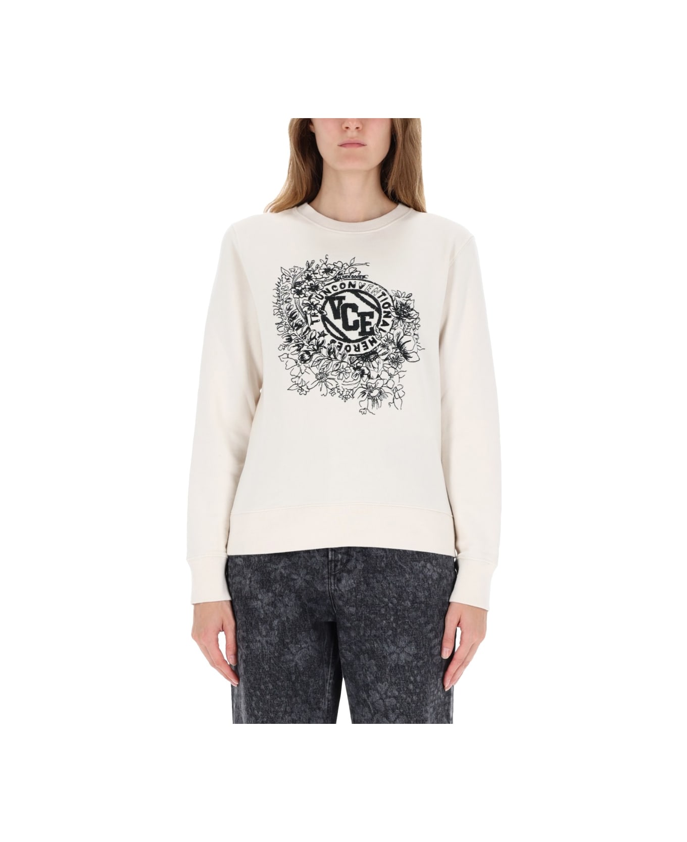 Golden Goose Sweatshirt With Embroidery - WHITE