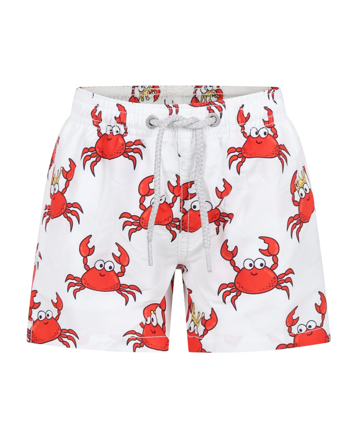 MC2 Saint Barth White Swim Shorts For Boy With Crab Print - White