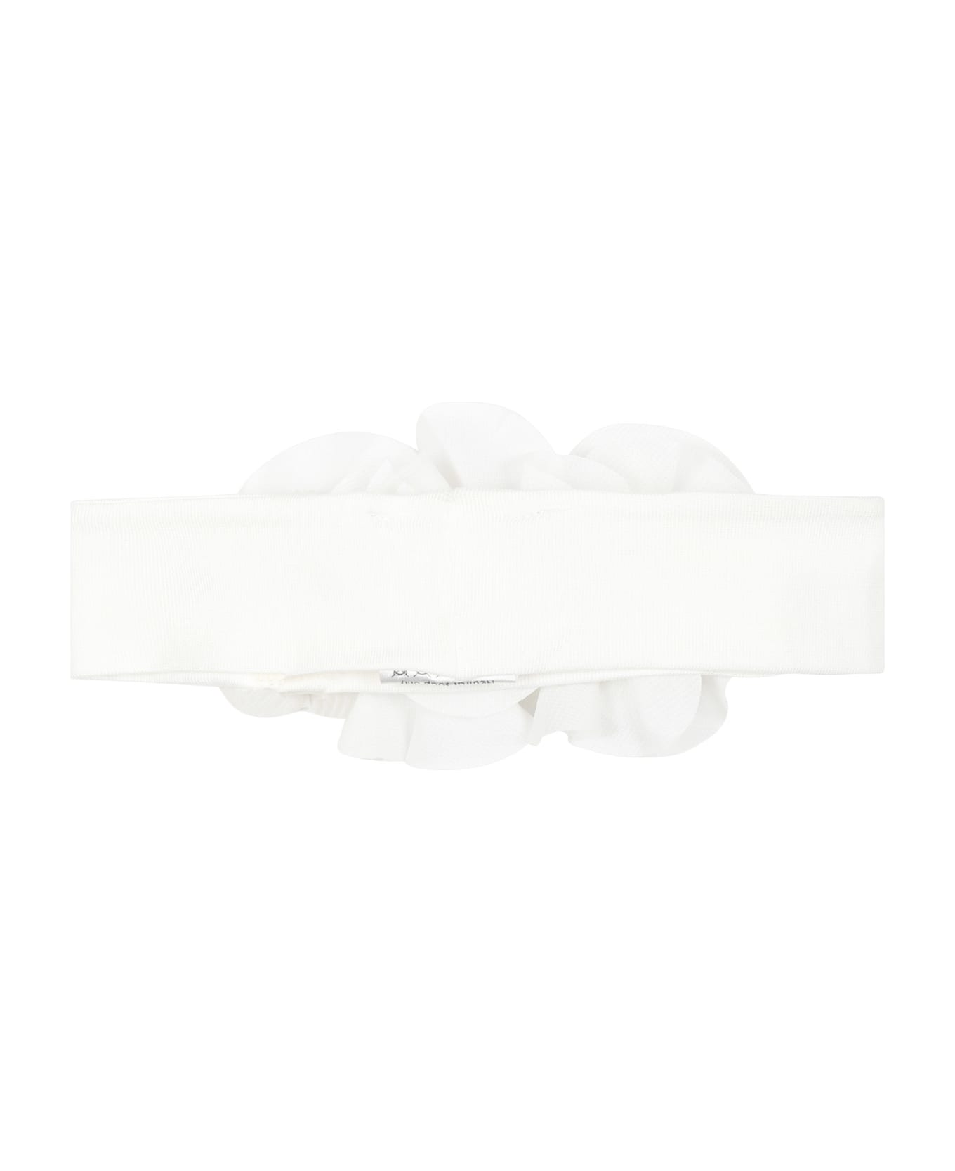 La stupenderia White Hair Band For Baby Girl With Petals - White