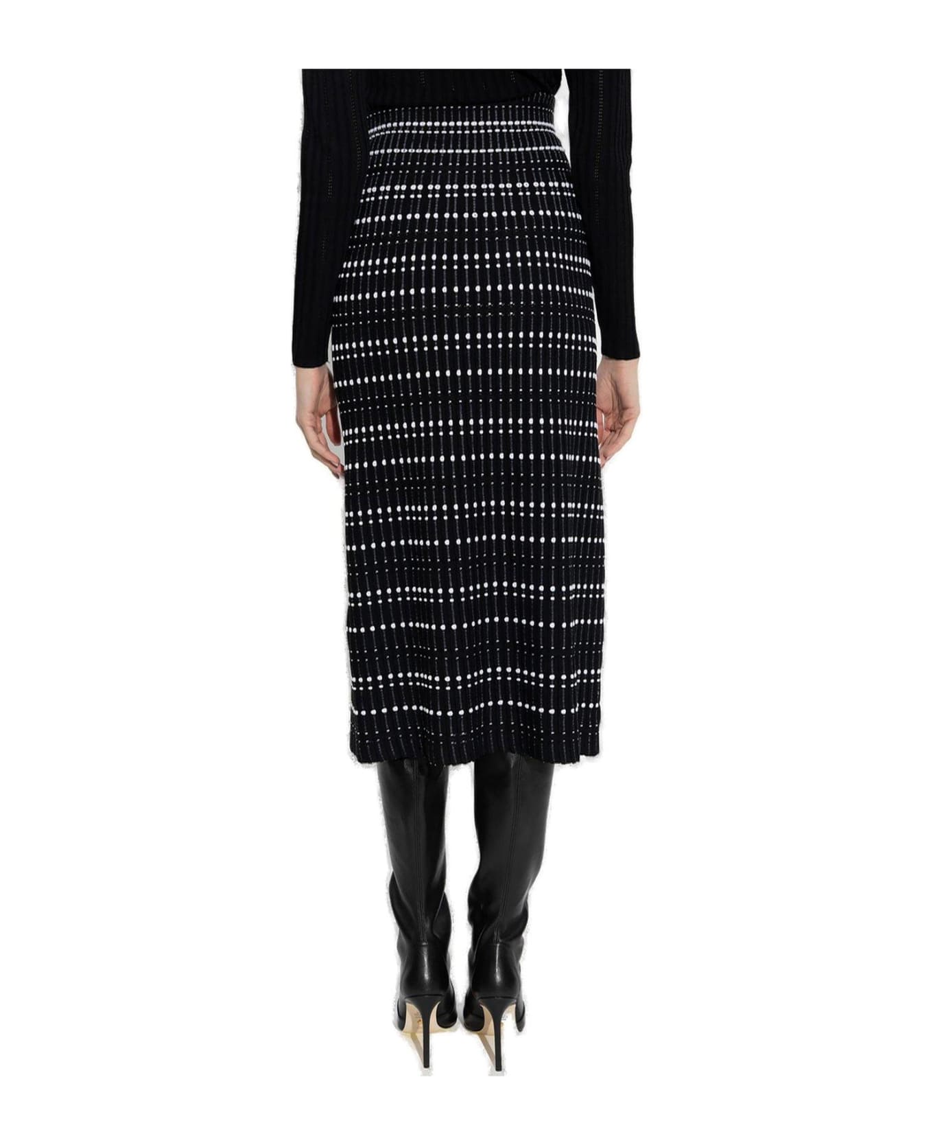 Alexander McQueen High-waisted Rib-knit Midi Skirt - Black/white