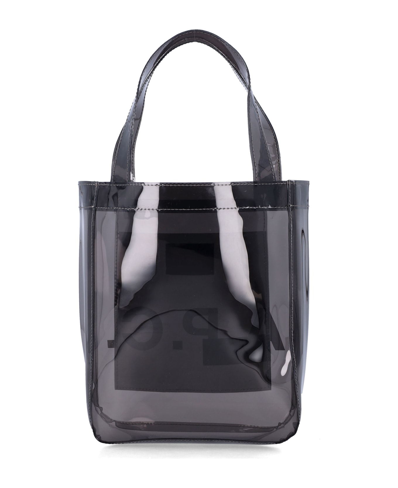 A.P.C. Small Lou Glossy Pvc Tote Bag - ANTRACITE