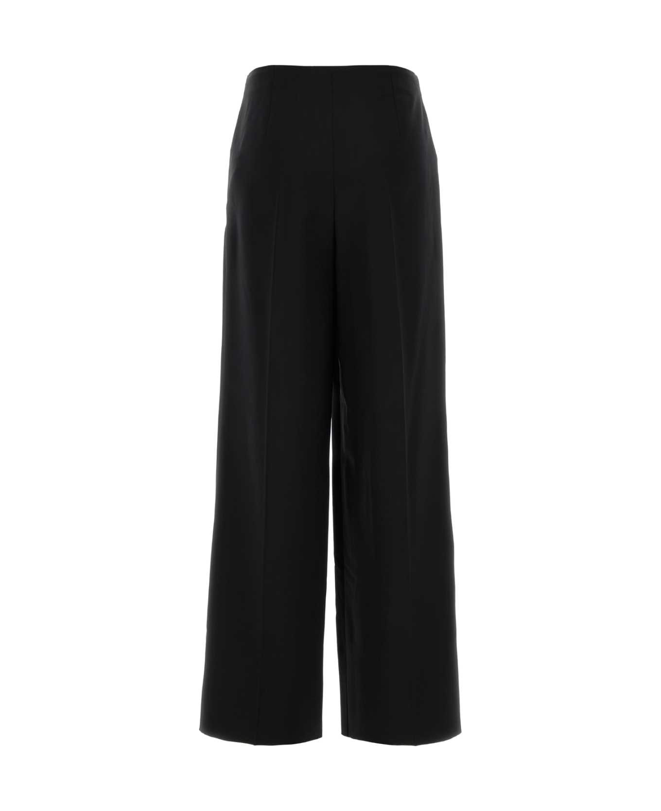 Fendi Black Wool Blend Wide-leg Pant - Black