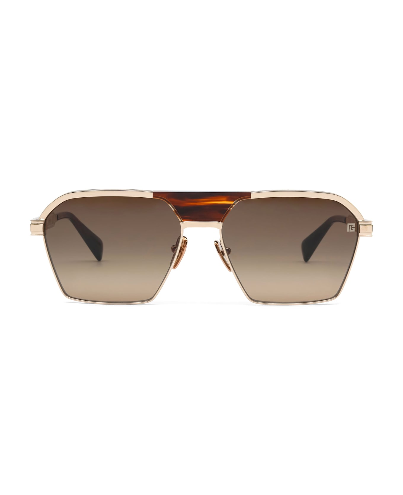 Balmain Sergeant - 12k Gold / Brown Swirl Sunglasses - brown/gold