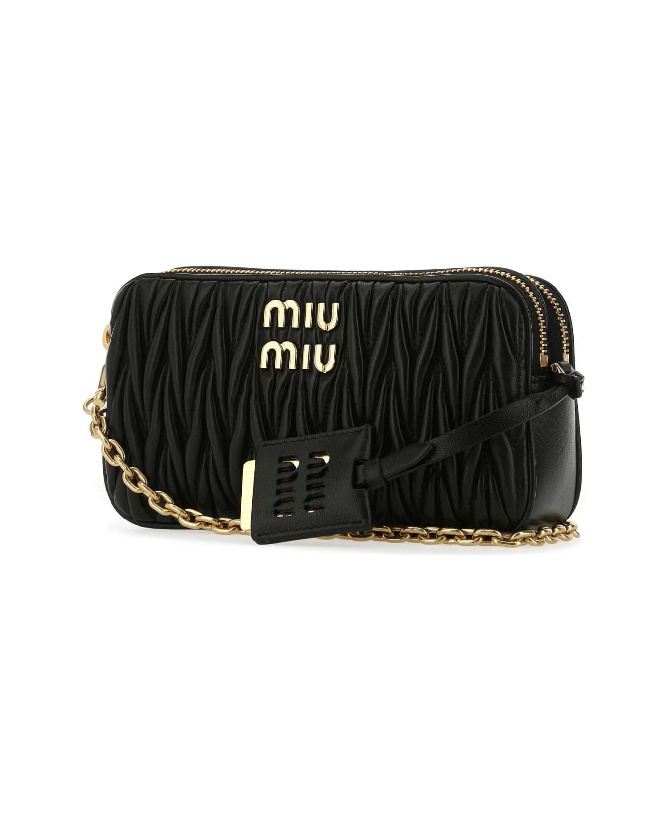 Miu Miu Black Nappa Leather Mini Crossbody Bag - F0002