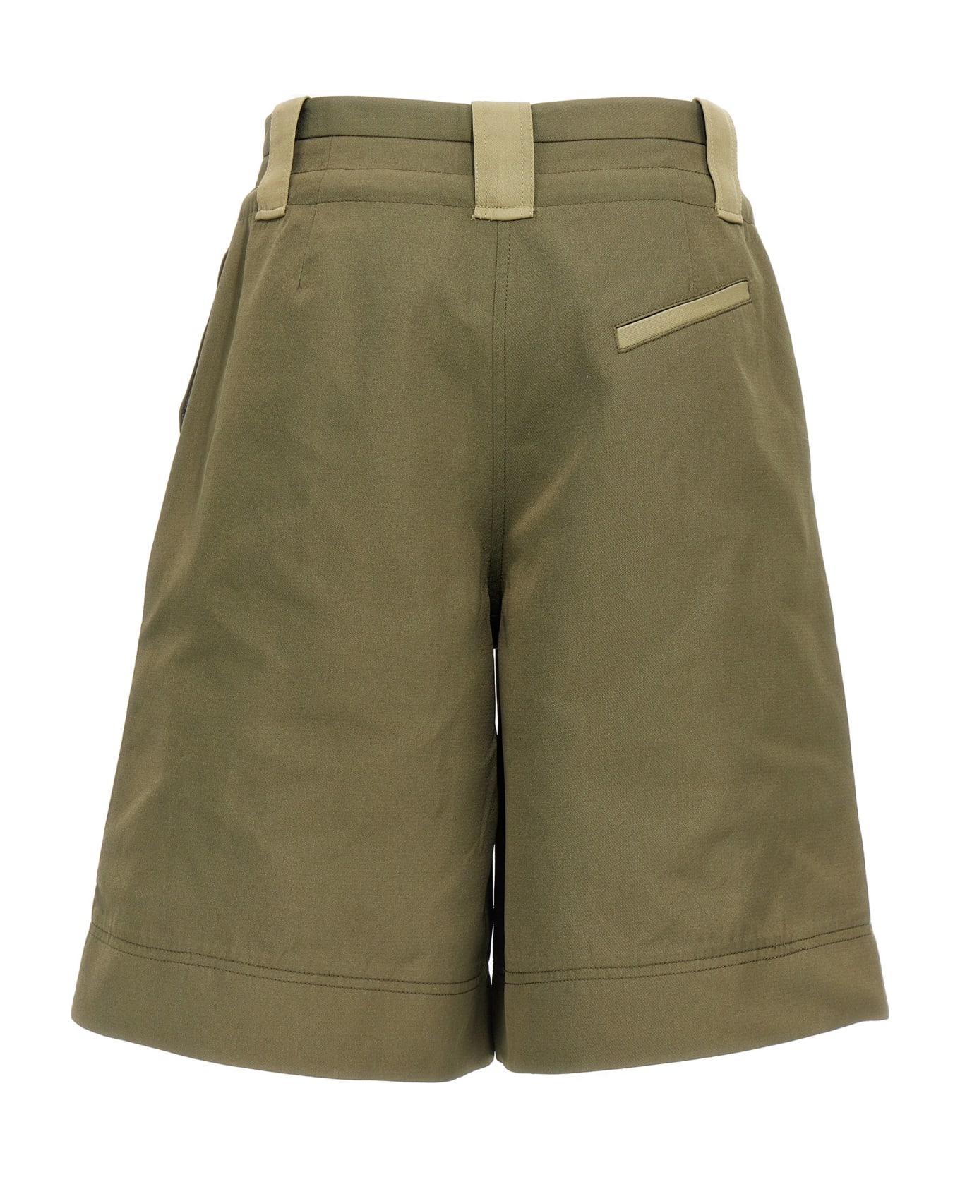 Ganni Heavy Twill Bermuda Shorts - Green
