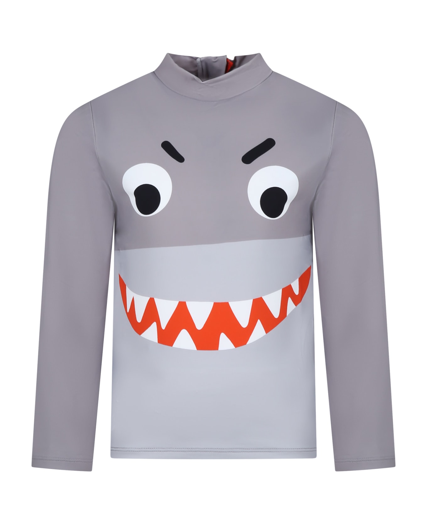 Stella McCartney Kids Anti-uv Grey T-shirt For Boy With Shark - Grey Tシャツ＆ポロシャツ
