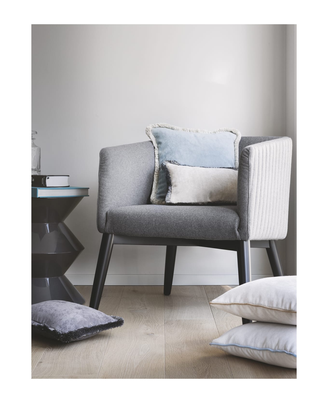 Lo Decor Happy Velvet Frame Pillow - light beige/blue