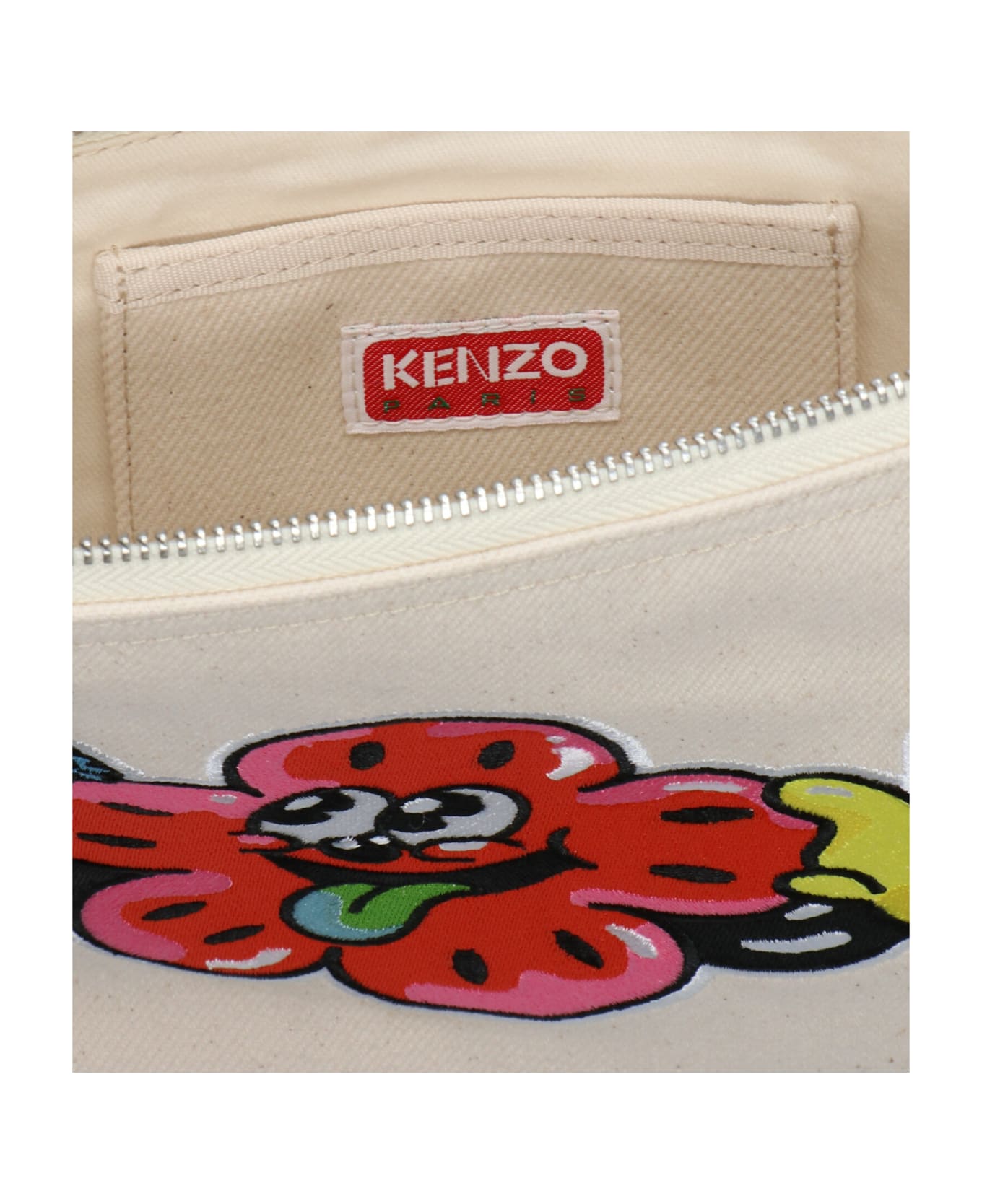 Kenzo Embroidered Clutch - Ecru