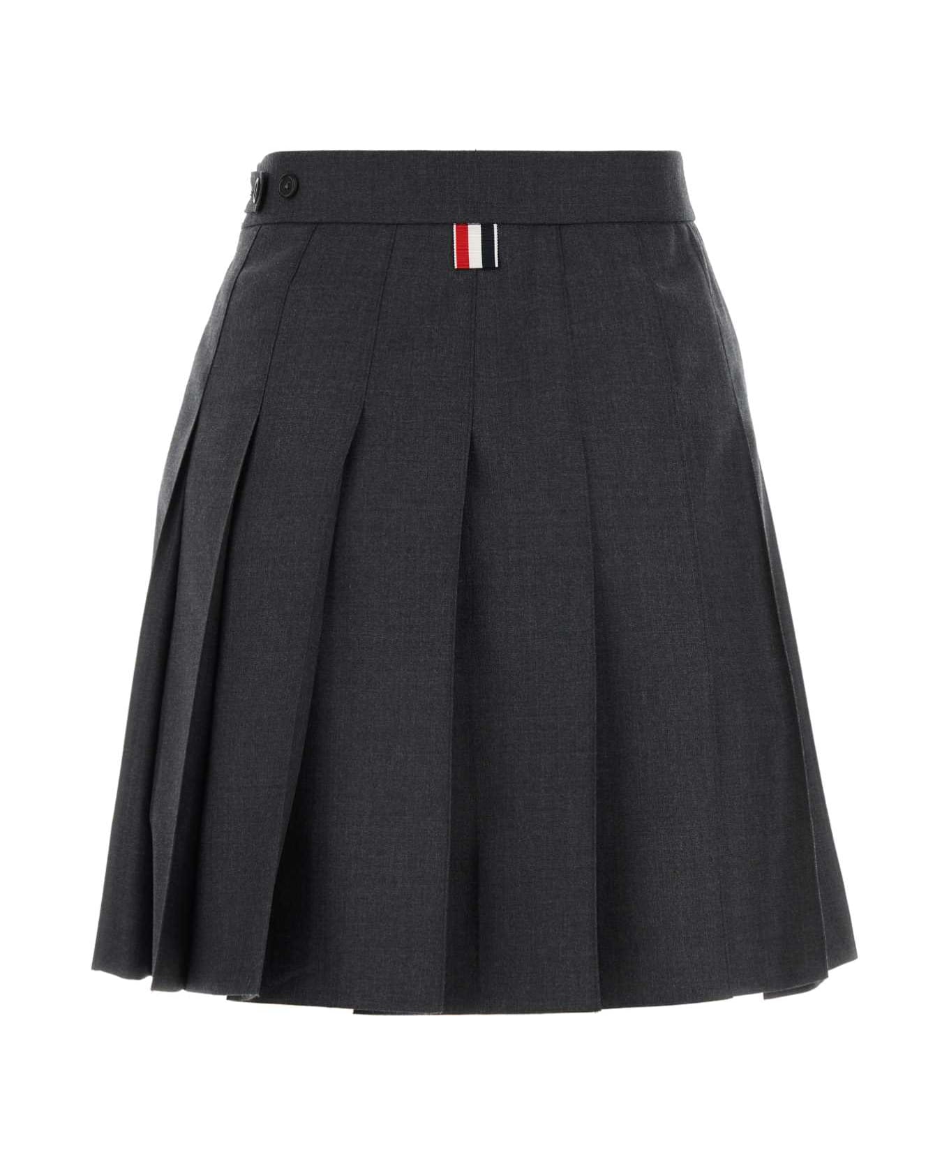 Thom Browne Graphite Wool Mini Skirt - DARKGREY