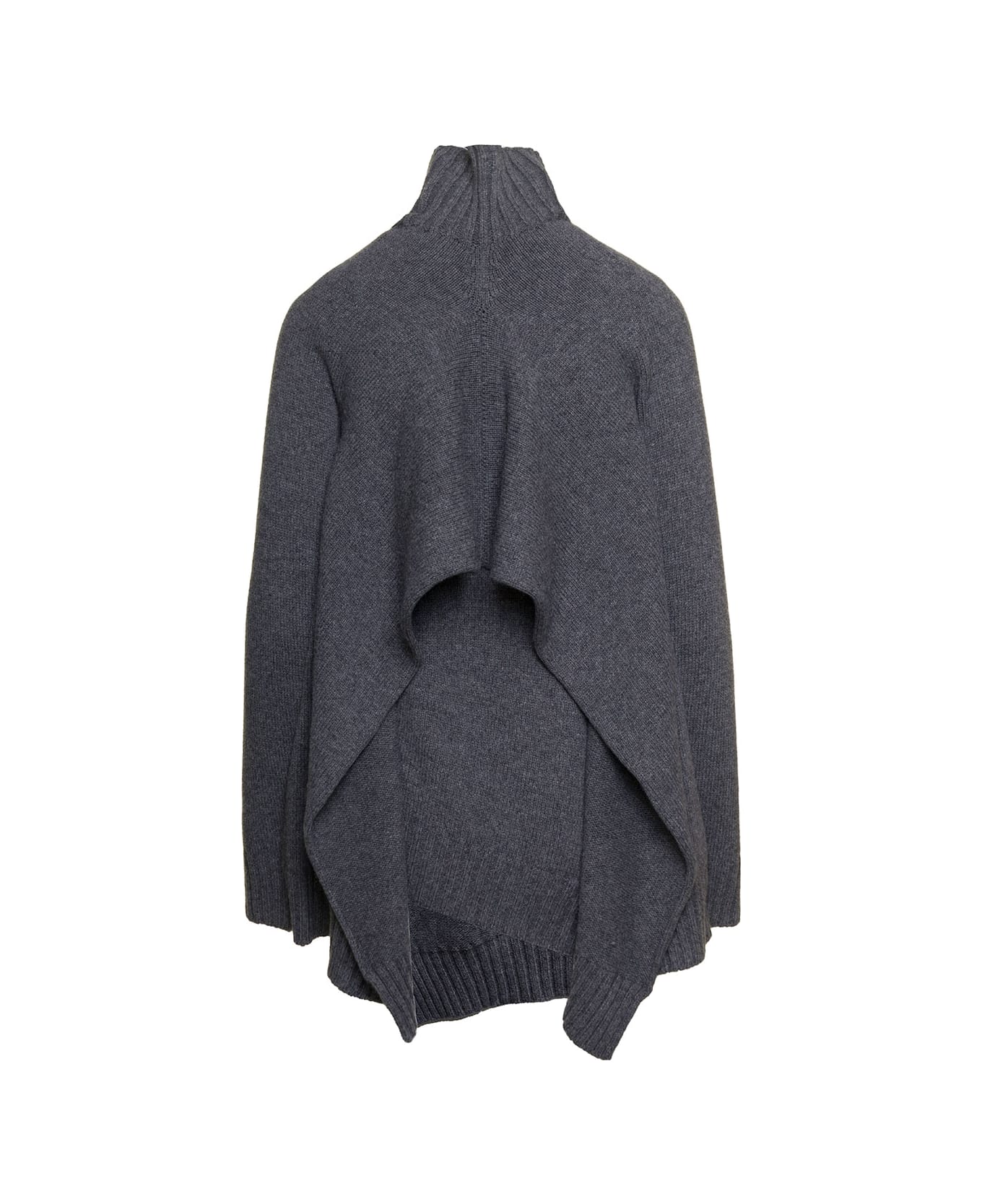 Jil Sander Grey Two-piece Sweater With High-neck In Wool Woman - Grey