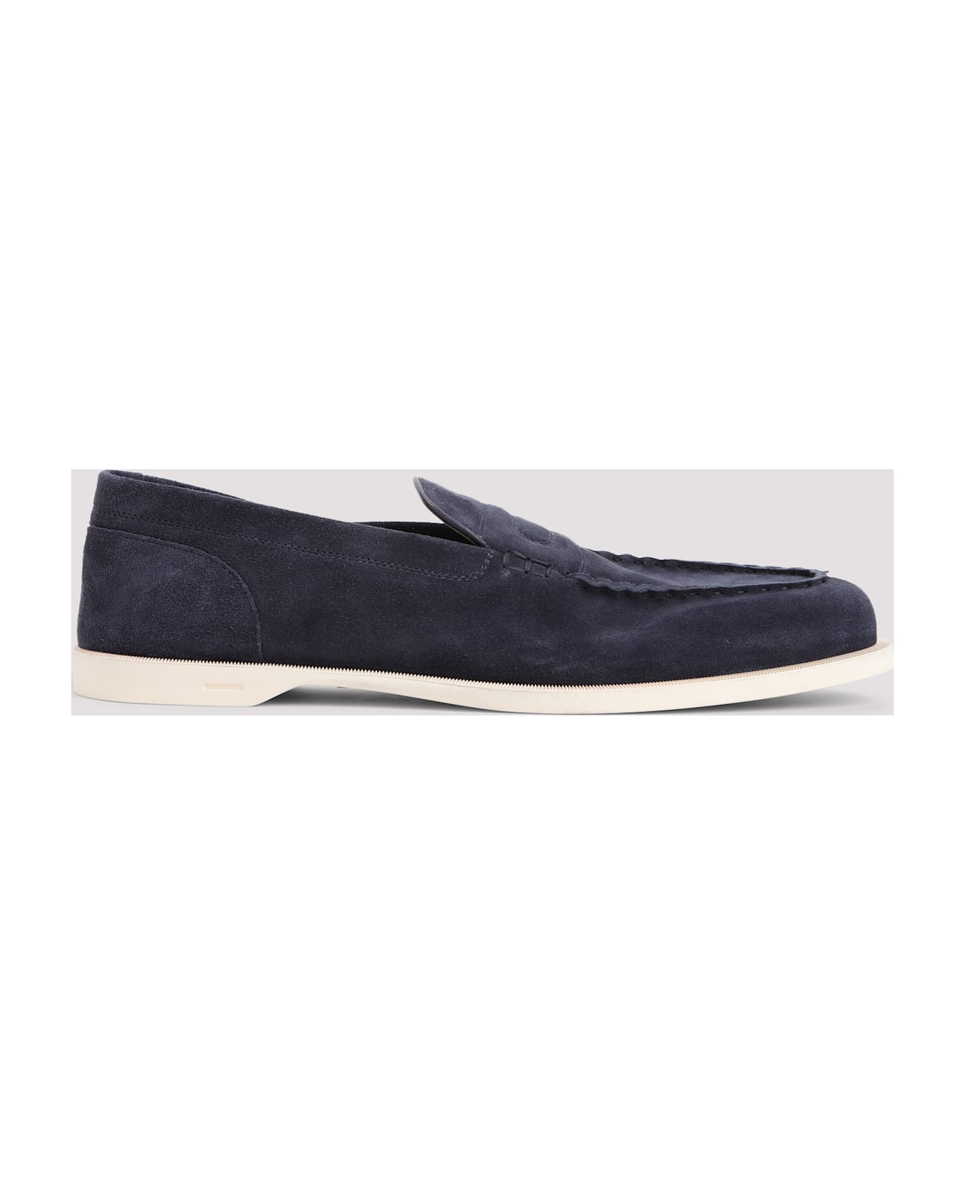 John Lobb Pace Suede Oval Flexi Loafers - A Navy