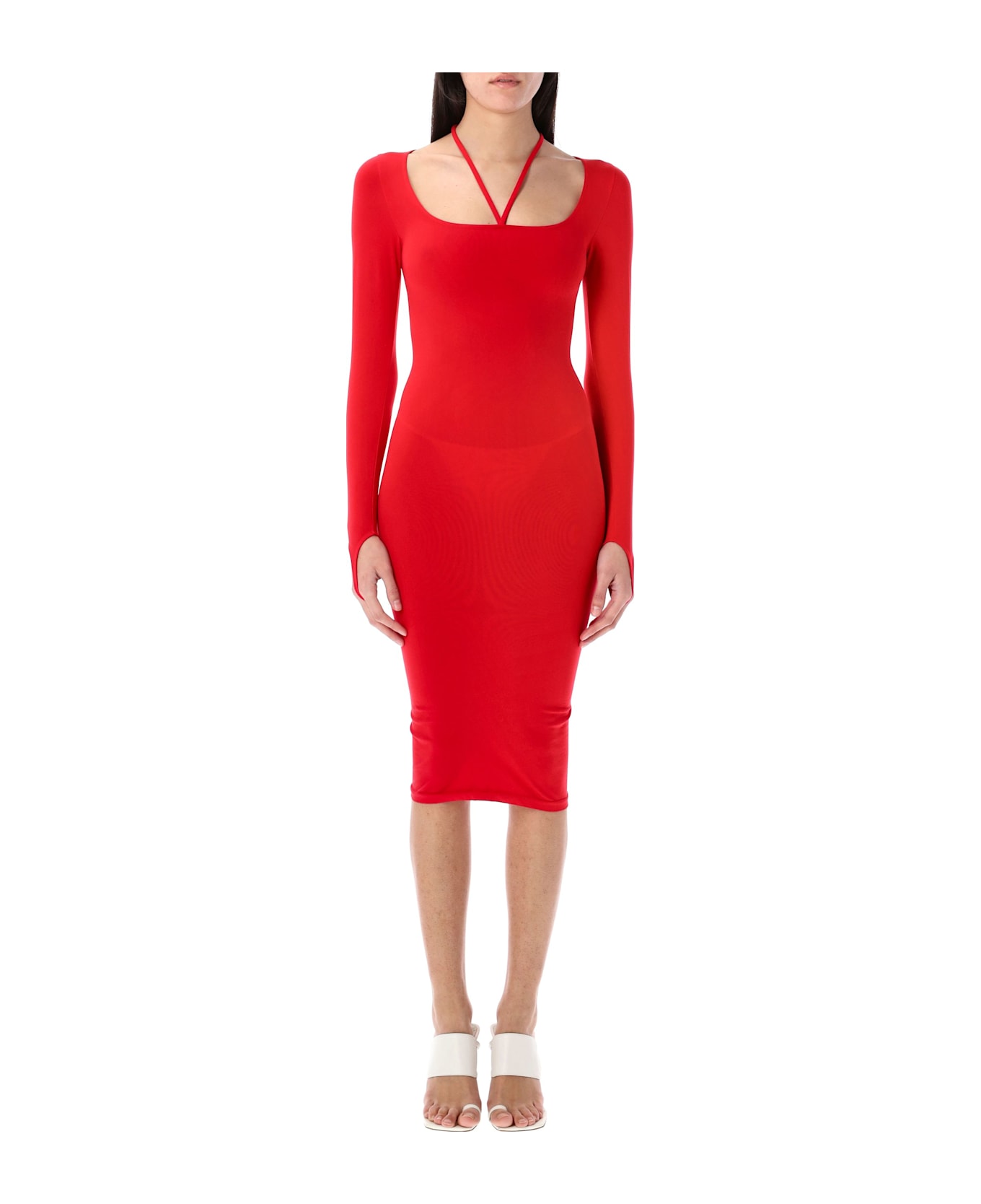 ANDREĀDAMO Sculpting Jersey Midi Dress - RED