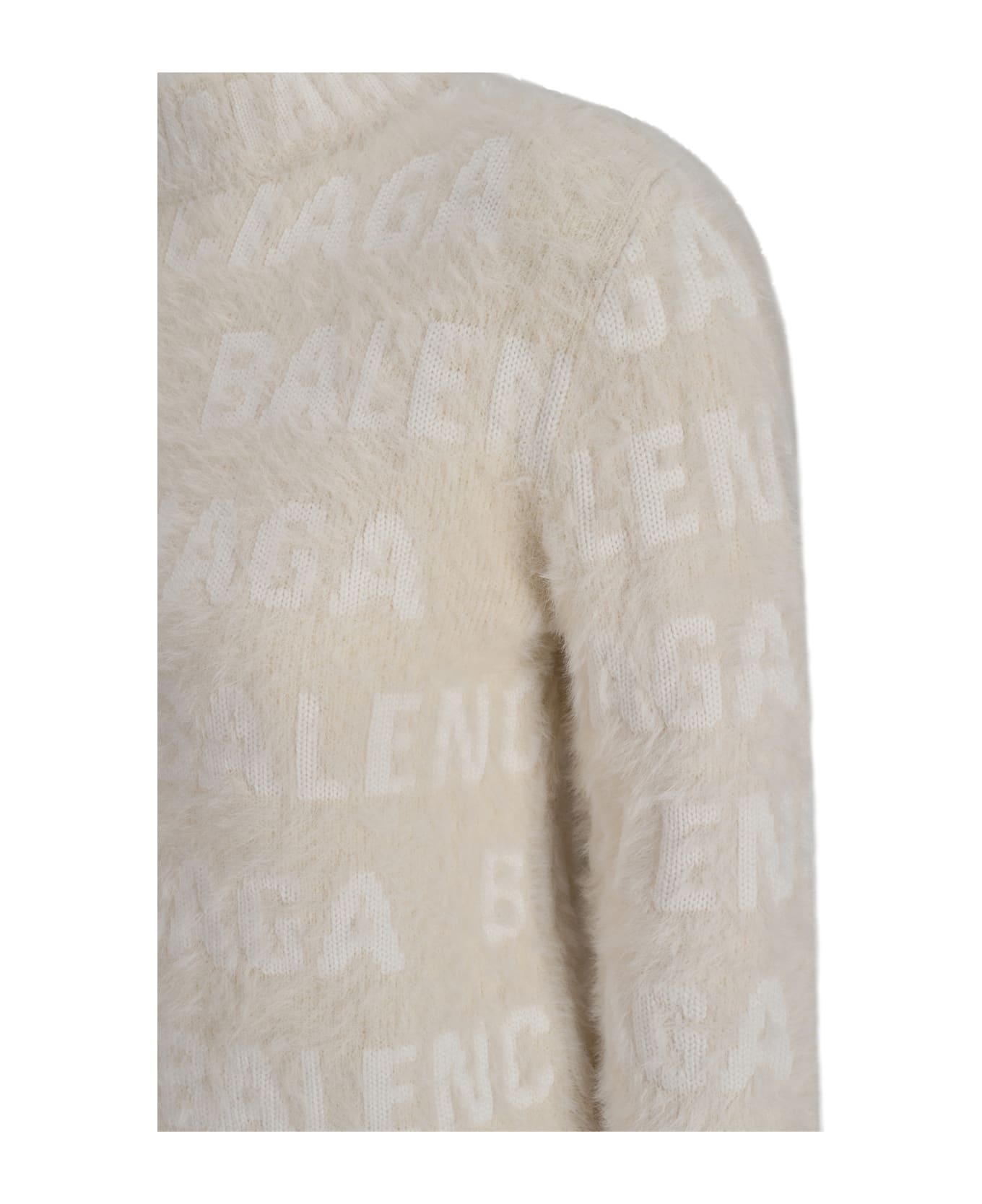 Balenciaga Furry Fitted Sweater - Ivory