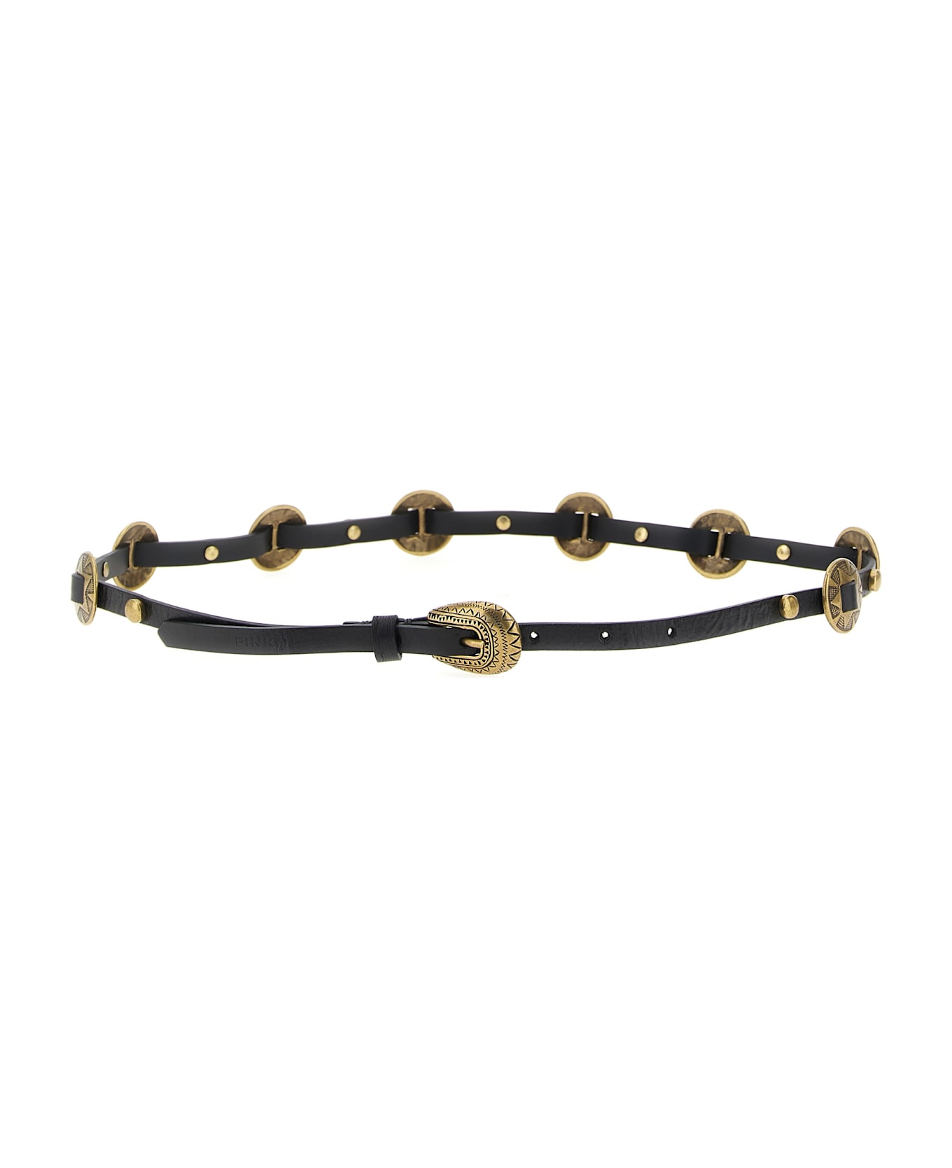 Pinko Engraved Plaque Belt - Black