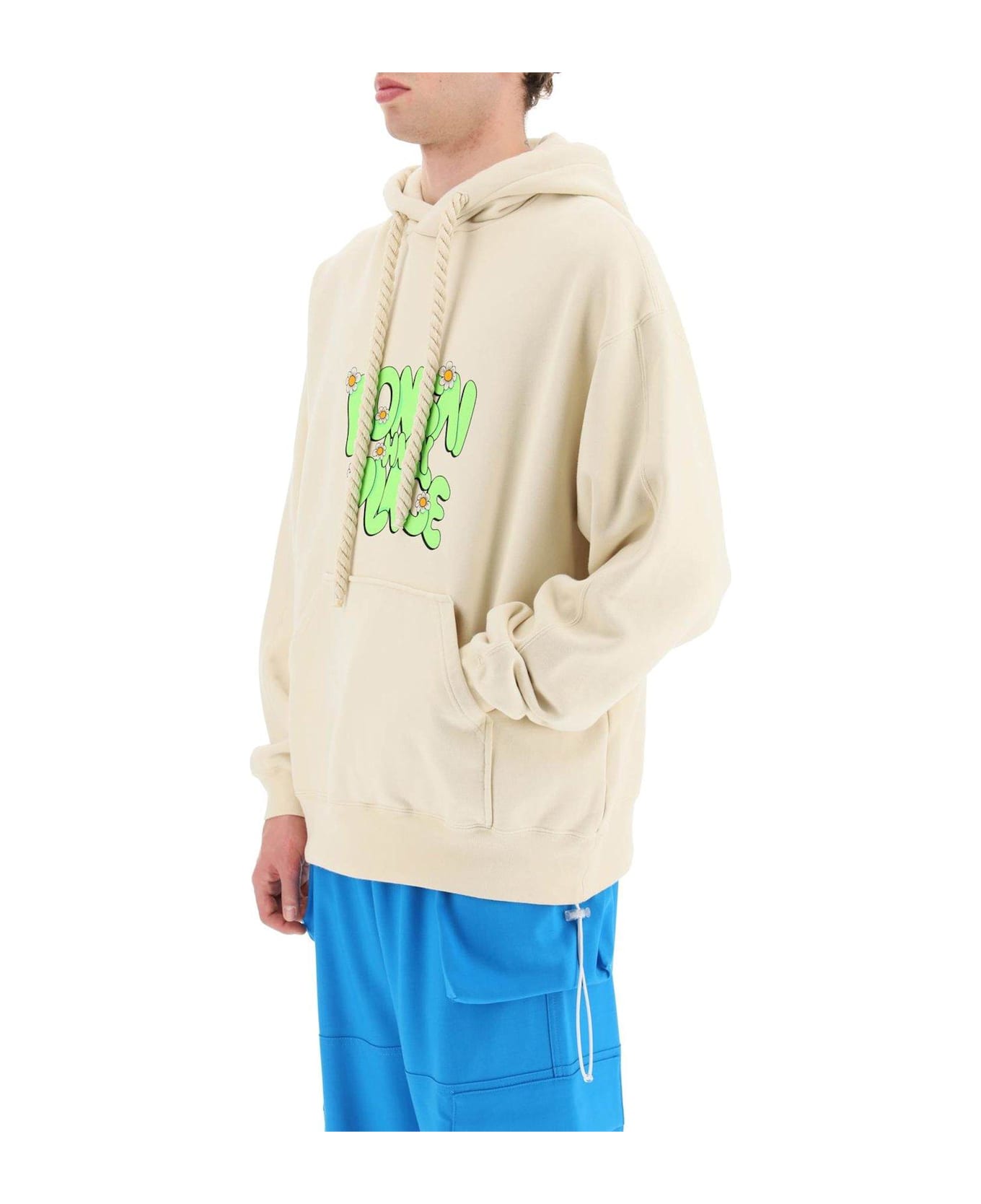 Bonsai Slogan-printed Drawstring Hoodie - White