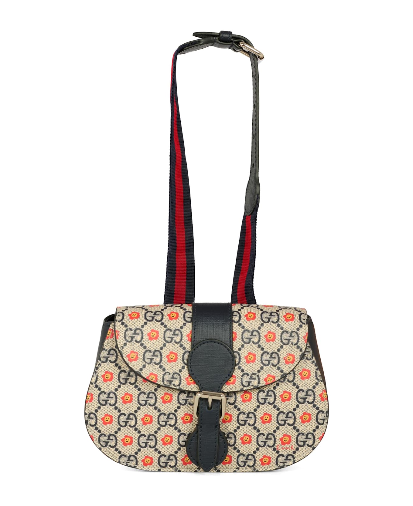 Gucci Blue Pouch For Girl With Flowers - Pink