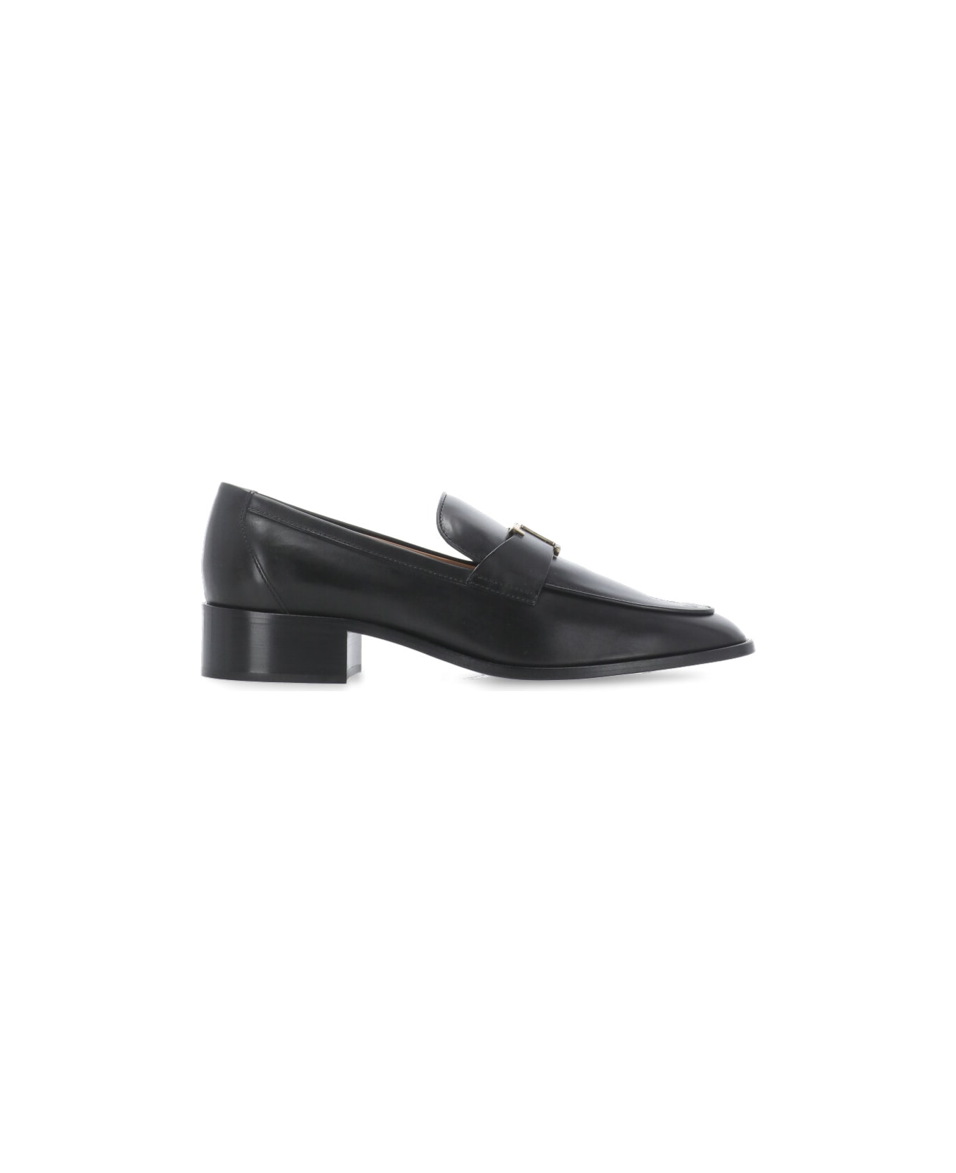 Tod's Leather Loafers With Heel - Black