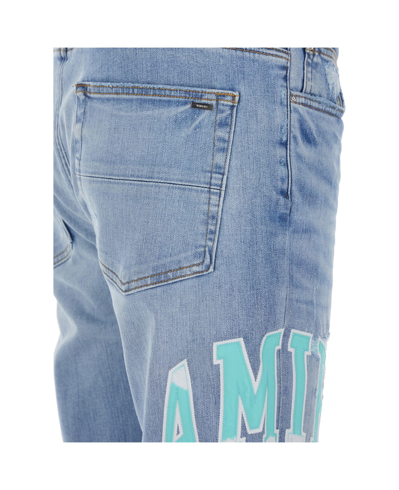 AMIRI Varsity Logo Repair Jean - Light blue