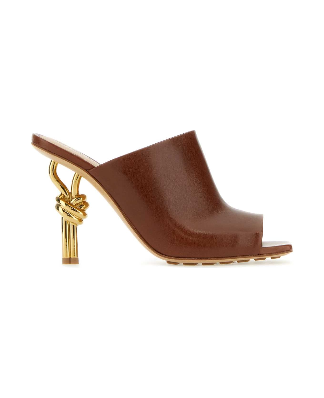 Bottega Veneta Brown Nappa Leather Knot Mules - MARRONE