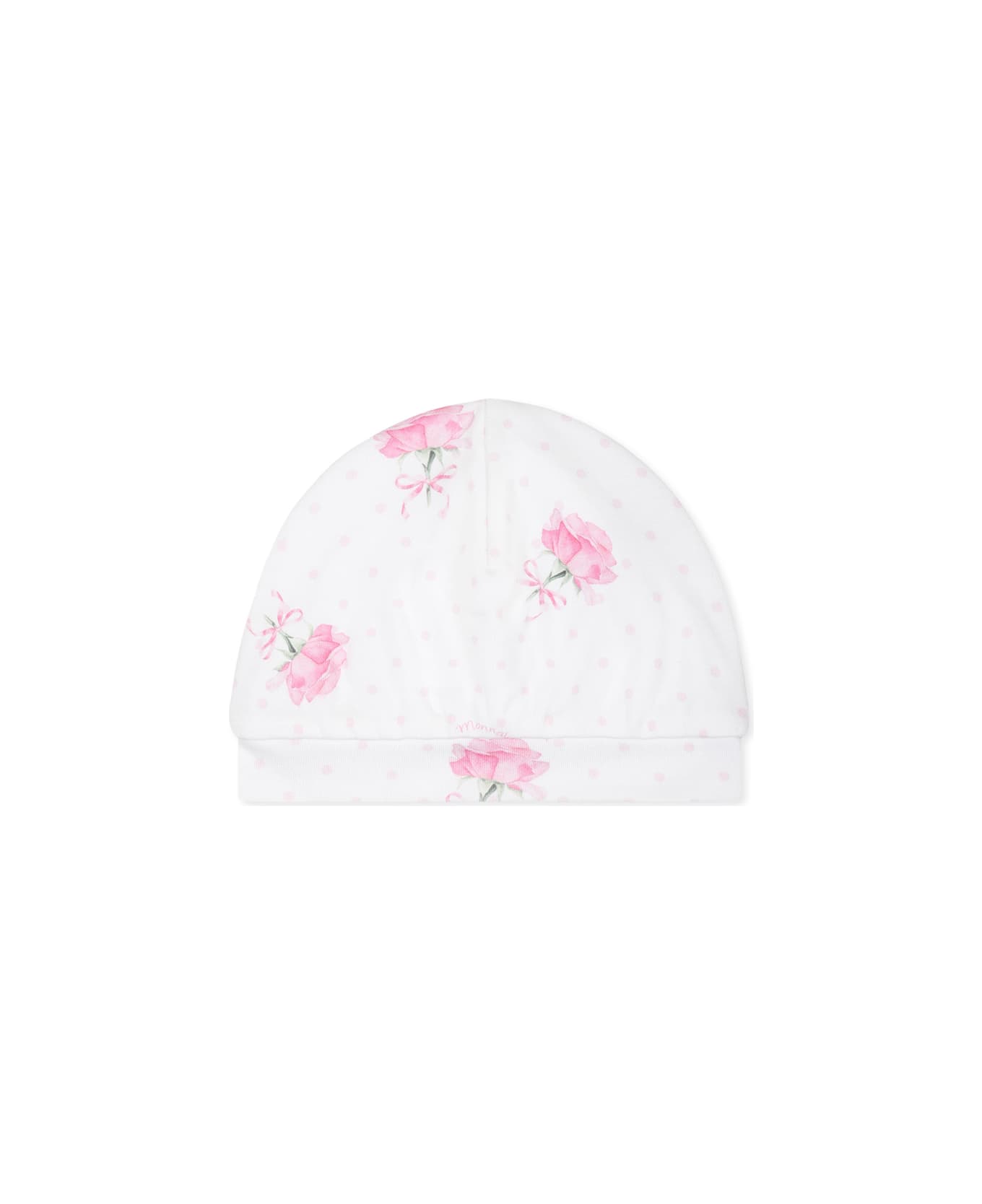 Monnalisa White Hat For Baby Girl With Polka Dots - White