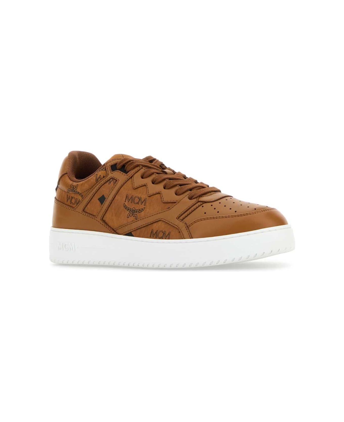 MCM Printed Canvas Terrain Sneakers - COGNAC