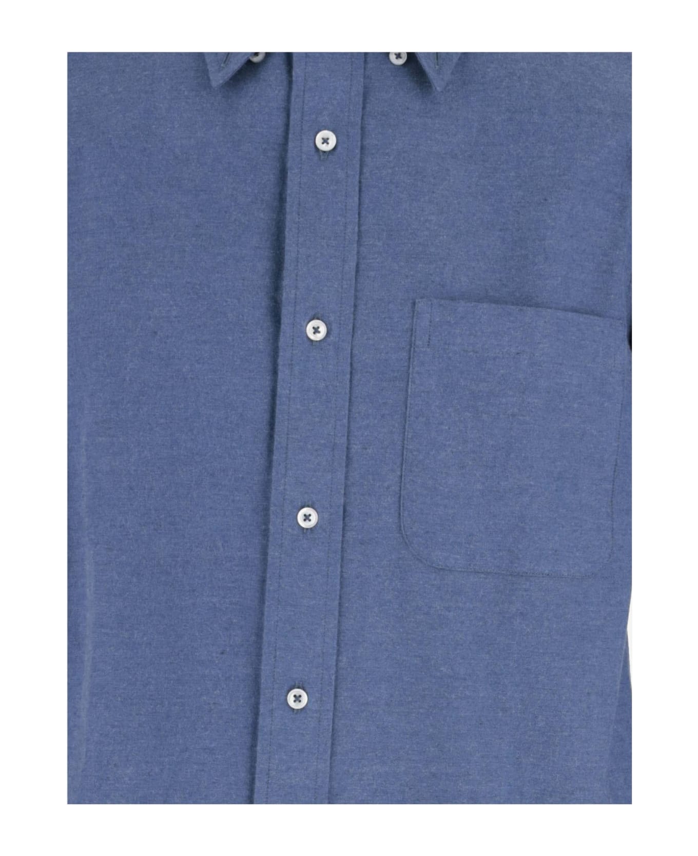 Thom Browne Straight Fit Shirt Center Back In Engineered Stripe - Blue