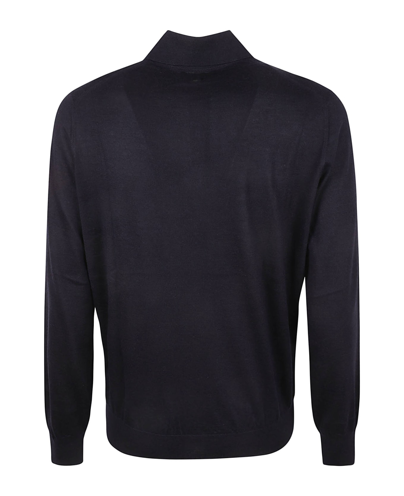 Brunello Cucinelli Long-sleeved Collared Sweater - Navy/Dark Grey
