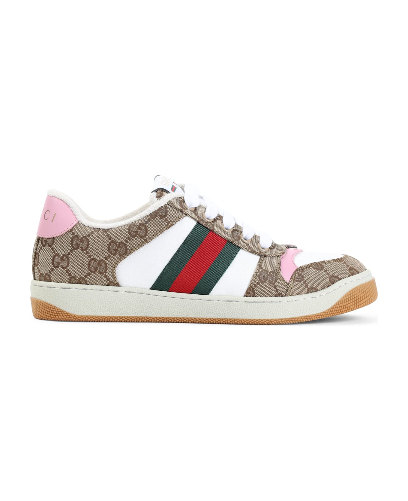 Gucci Screener Sneakers - Beige Ebony Pink