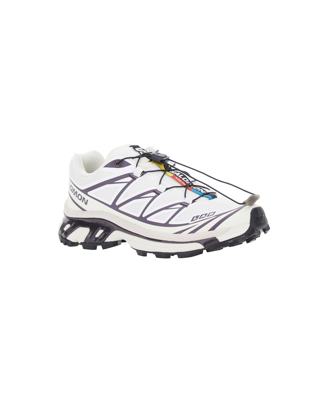 Salomon 'xt-6' White Low Top Sneakers With Front Lace-up Closure And Mxi Logo Lettering In Fabric Unisex - White