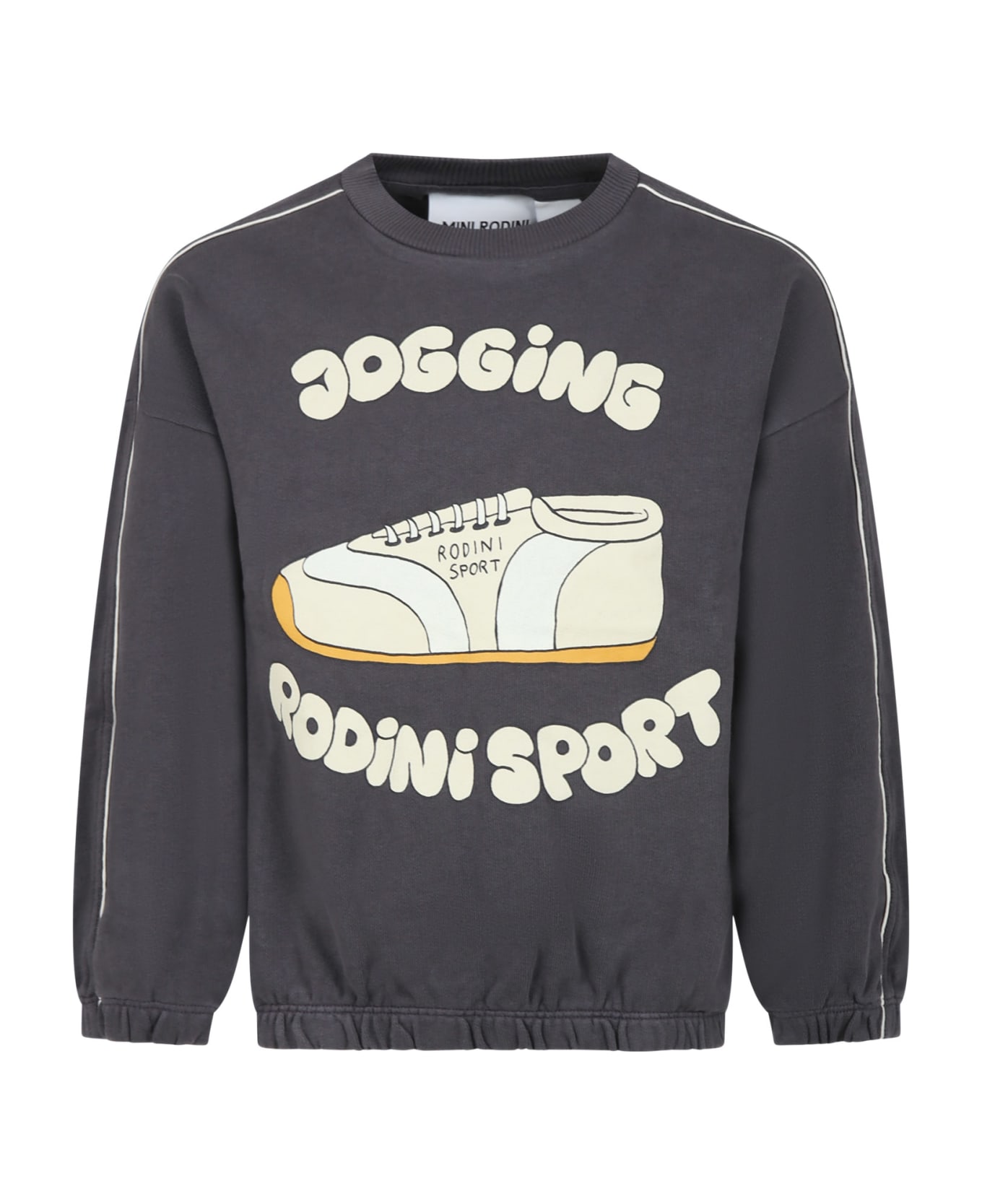 Mini Rodini Gray Sweatshirt For Kids With Jogging Sneakers Print - Grey