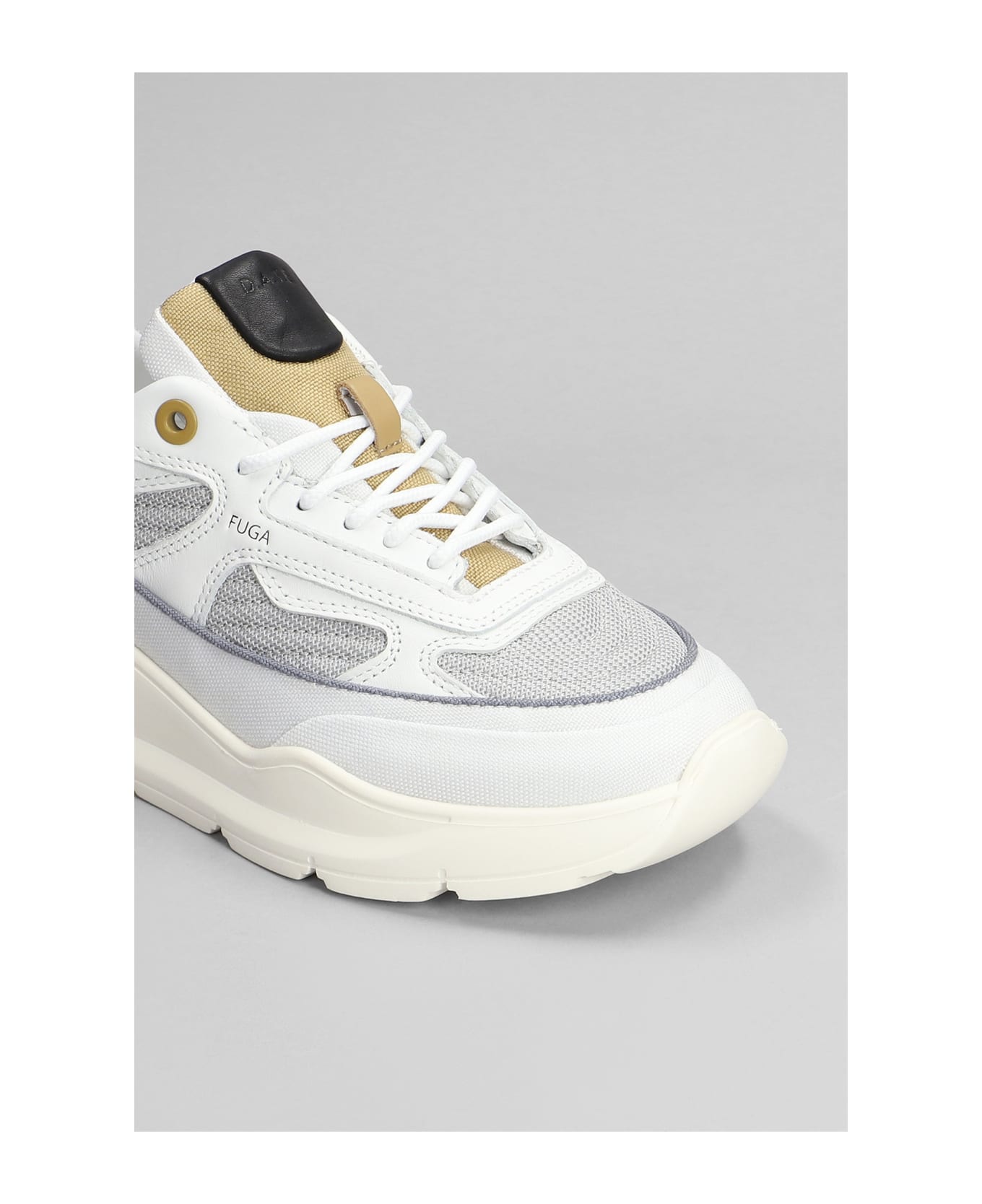 D.A.T.E. Fuga Sneakers In White Leather And Fabric - white