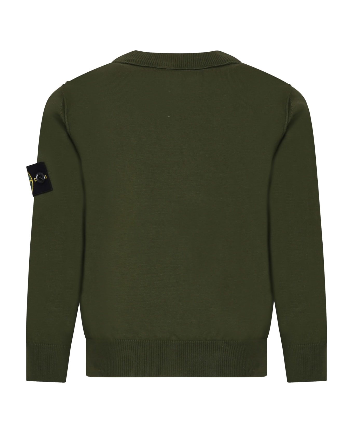 Stone Island Junior Green Sweater For Baby Boy With Compass - Green ニットウェア＆スウェットシャツ