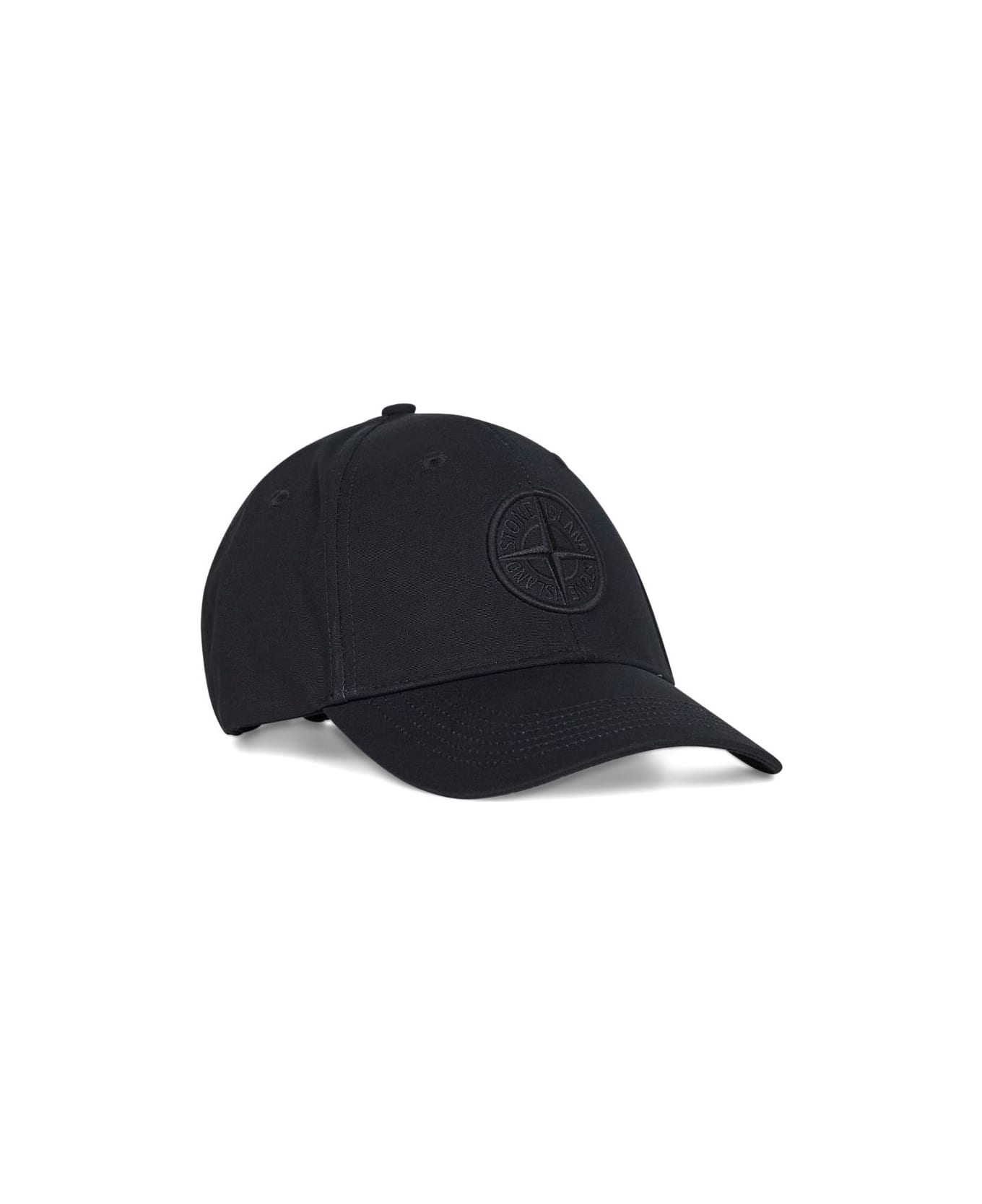 Stone Island Logo Cotton Baseball Cap - Black