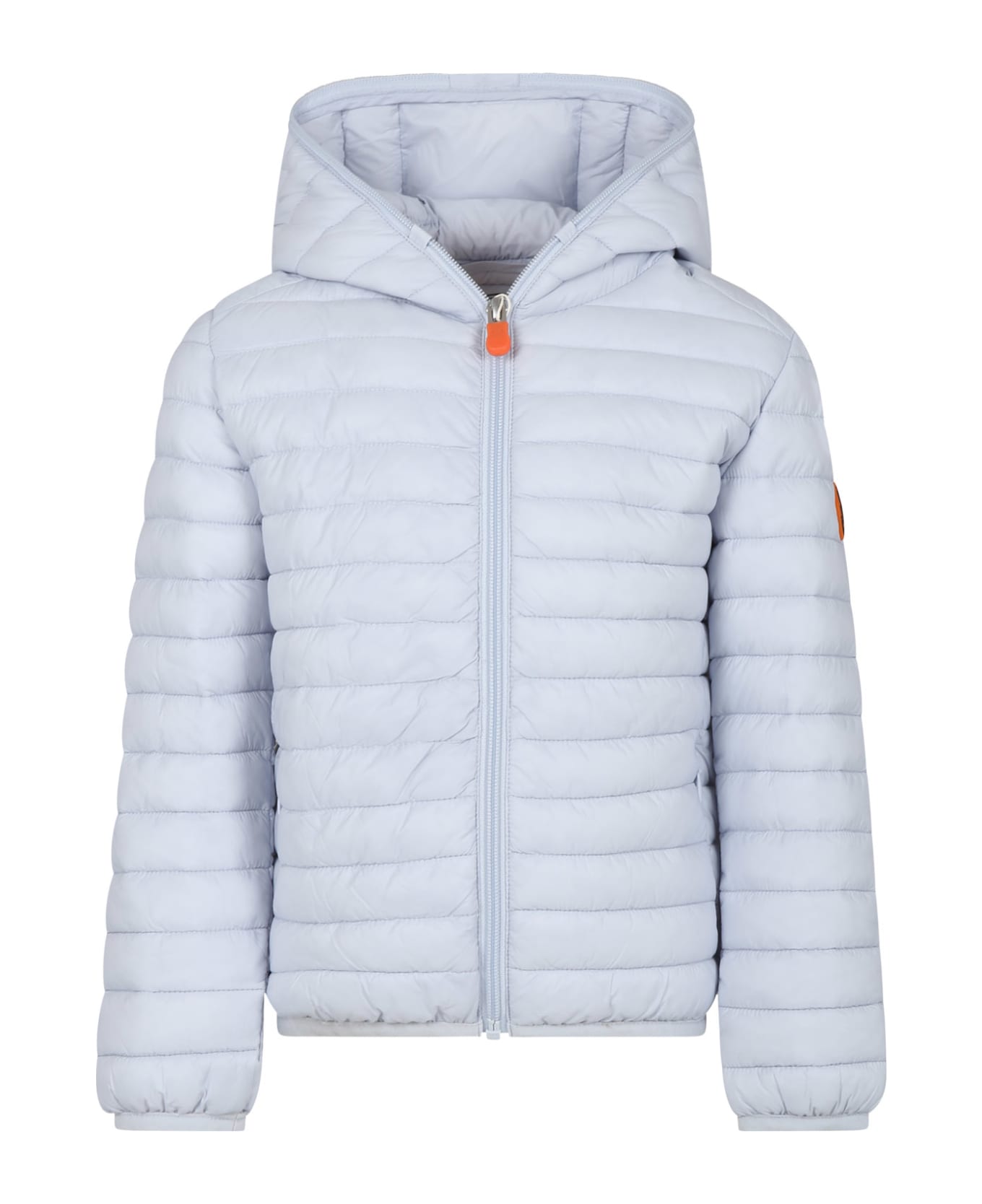Save the Duck Light Blue Huey Down Jacket For Boy With Logo - Grey