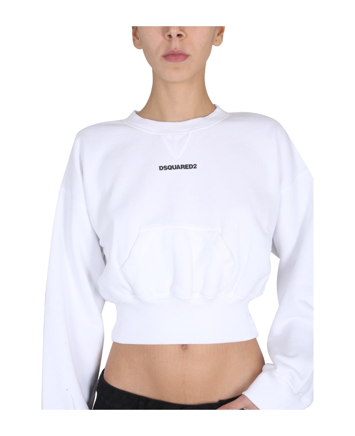 Dsquared2 Cropped Sweatshirt With Logo - White フリース