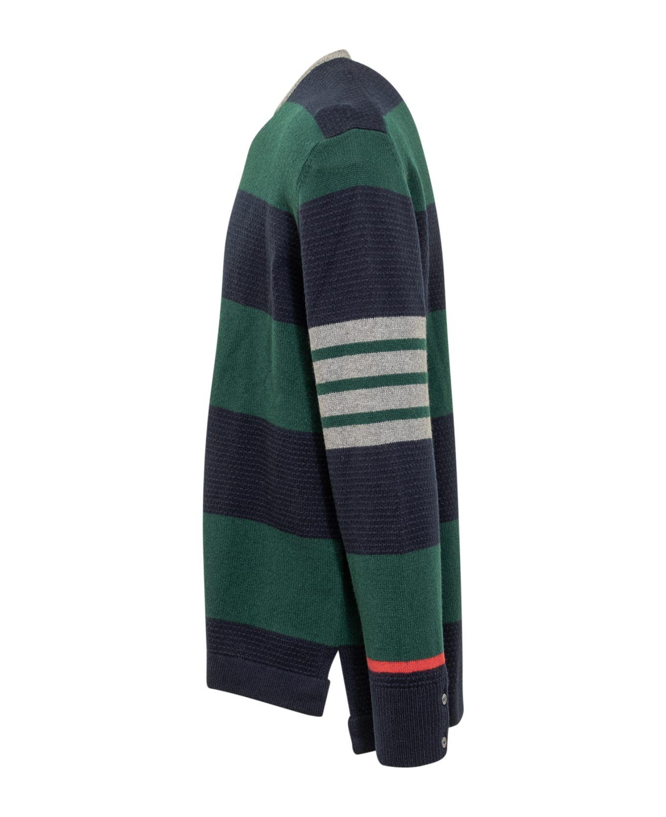 Thom Browne 4 Bar Rugby Jacquard Stripe Pullover - Green