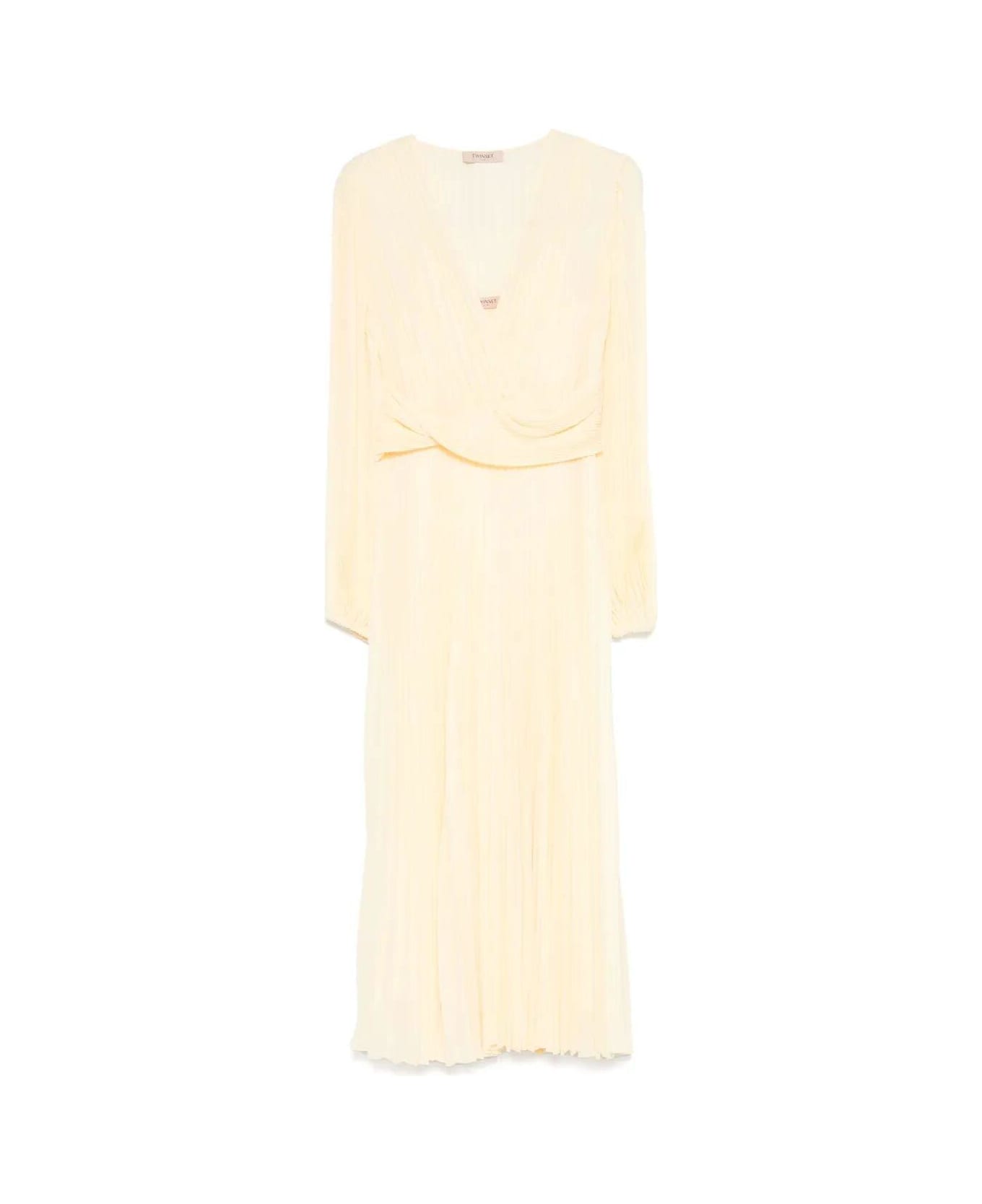 TwinSet Pleated Wrap Dress - Vanilla