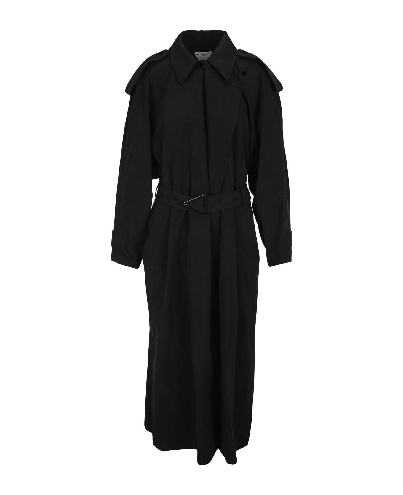 Bottega Veneta Compact Cotton Trench Coat - BLACK