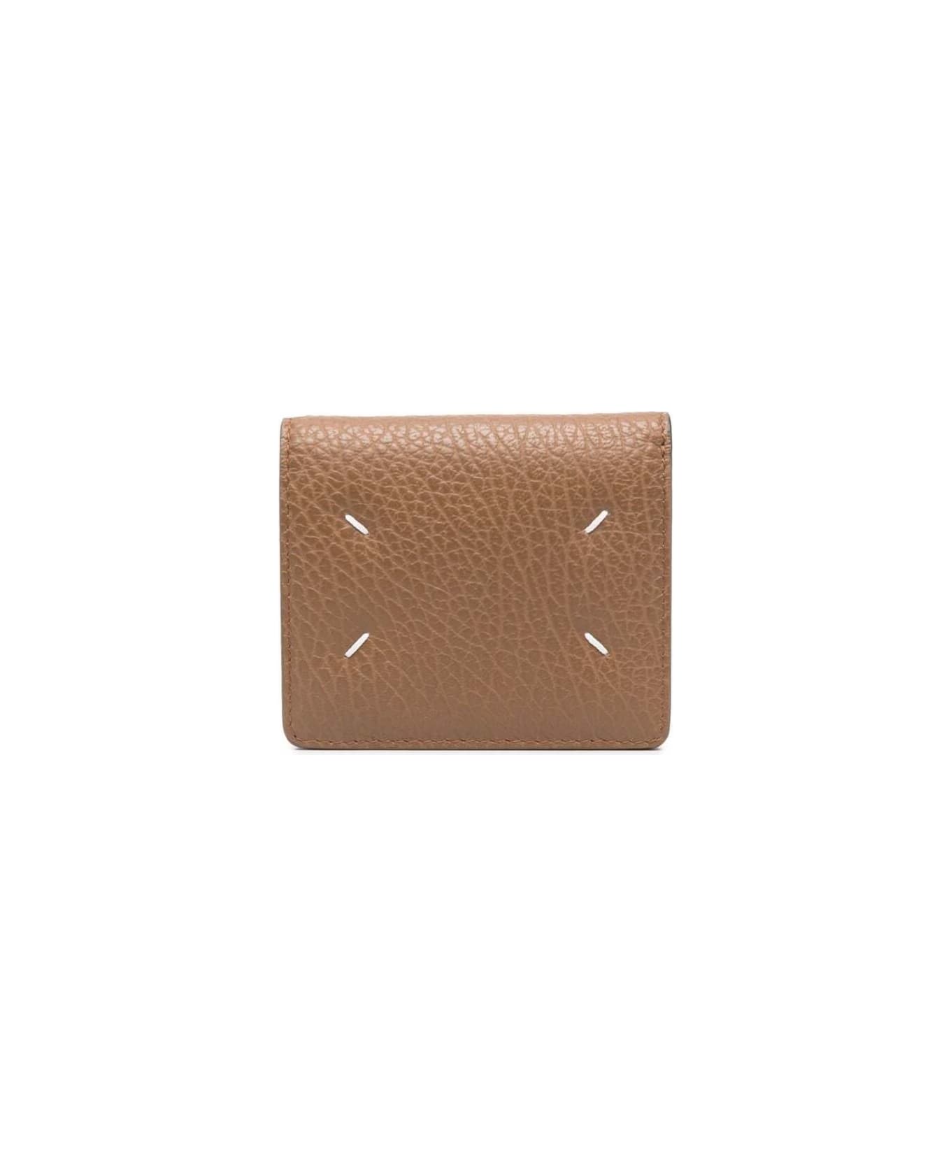 Maison Margiela Beige Bi-fold Wallet In Grainy Leather Woman Maison Margiela - Beige