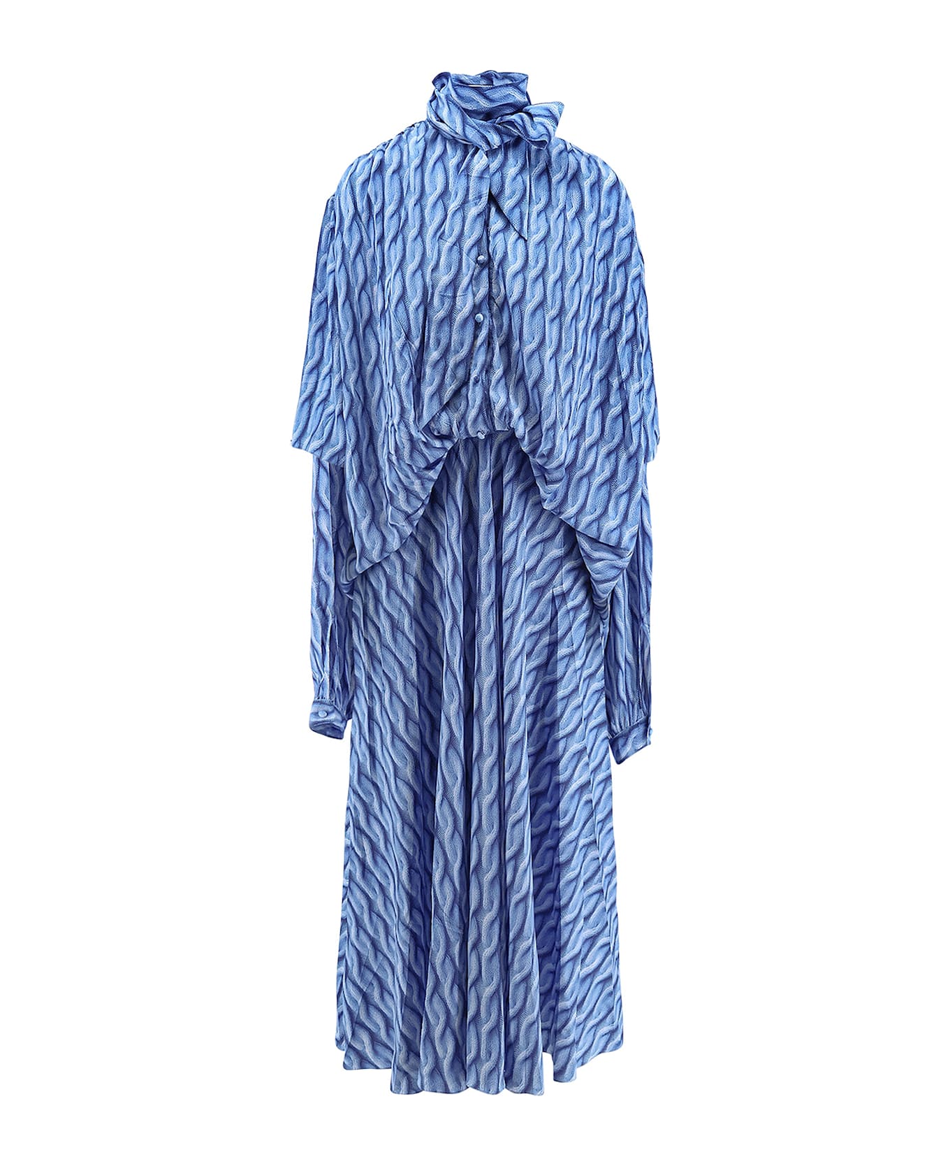 Balenciaga Printed Fabric Long Dress - Blue