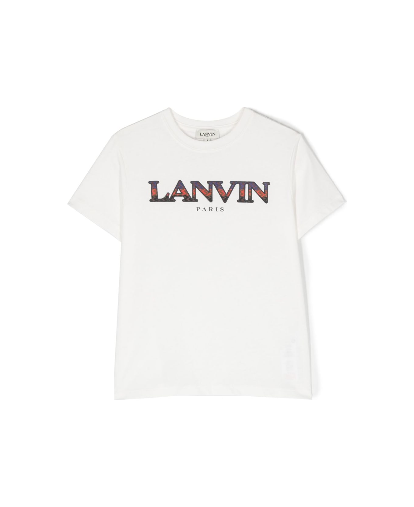 Lanvin T-shirt Bianca In Jersey Di Cotone Bambino - Bianco