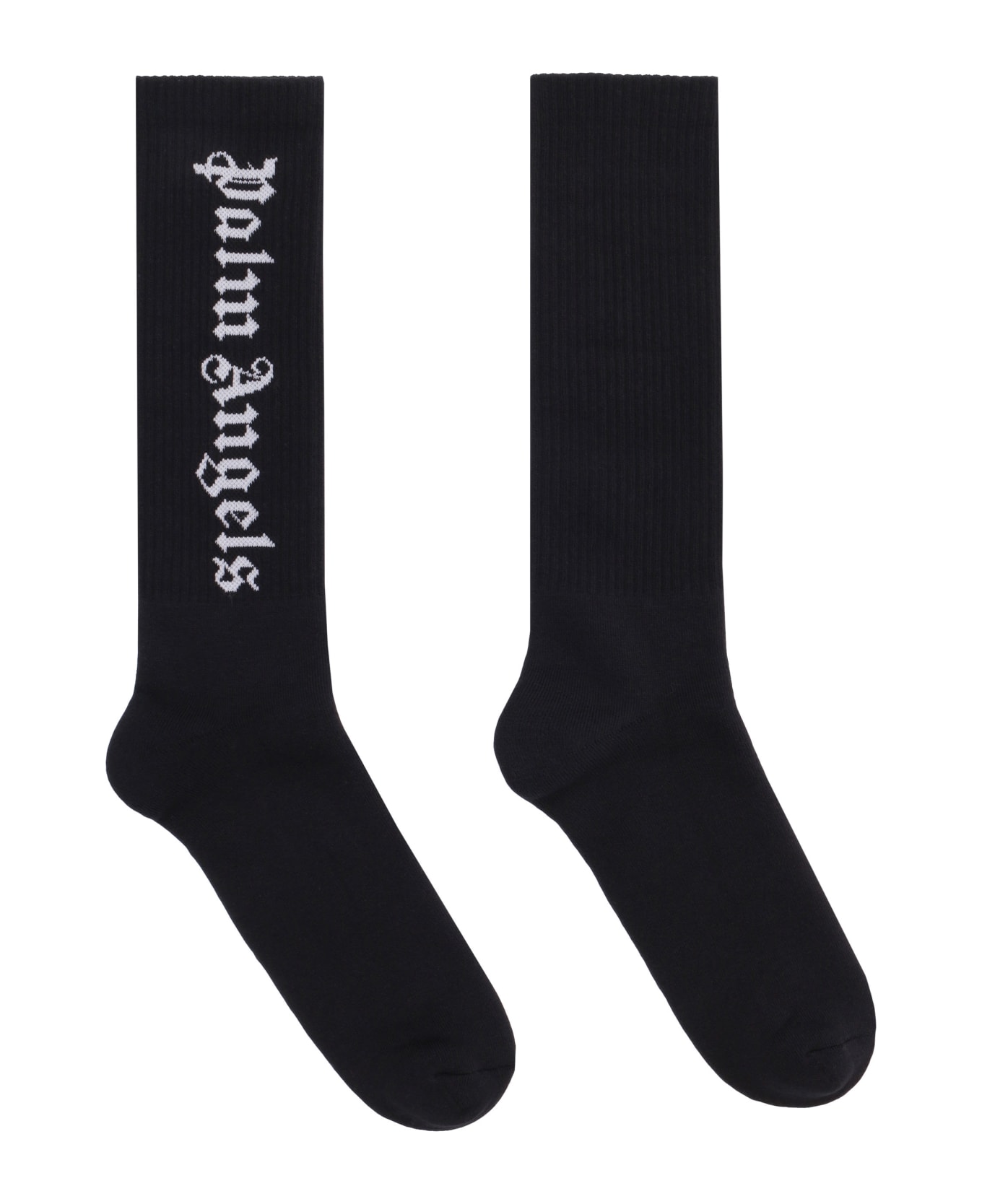Palm Angels Cotton Socks - Black White