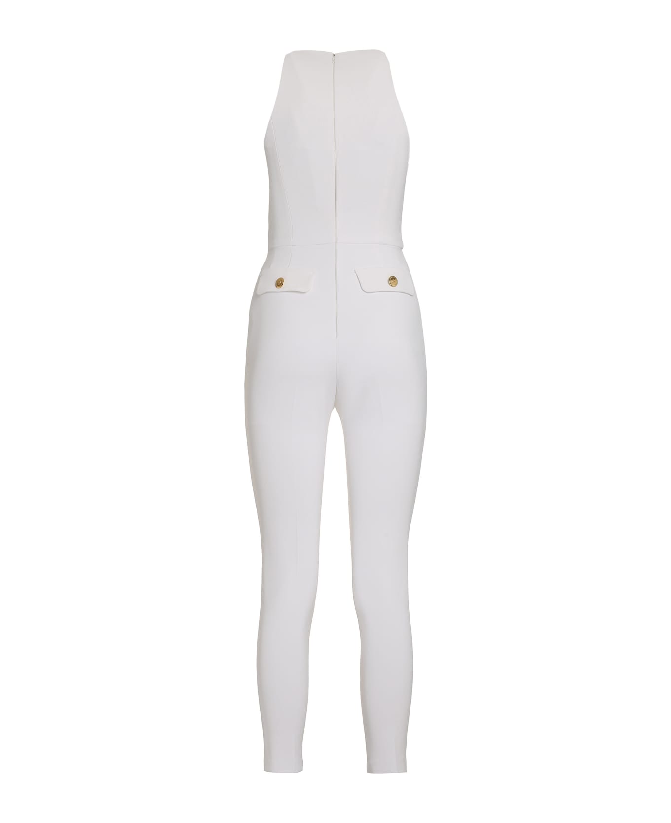 Elisabetta Franchi Belted Crepe Jumpsuit - White ジャンプスーツ