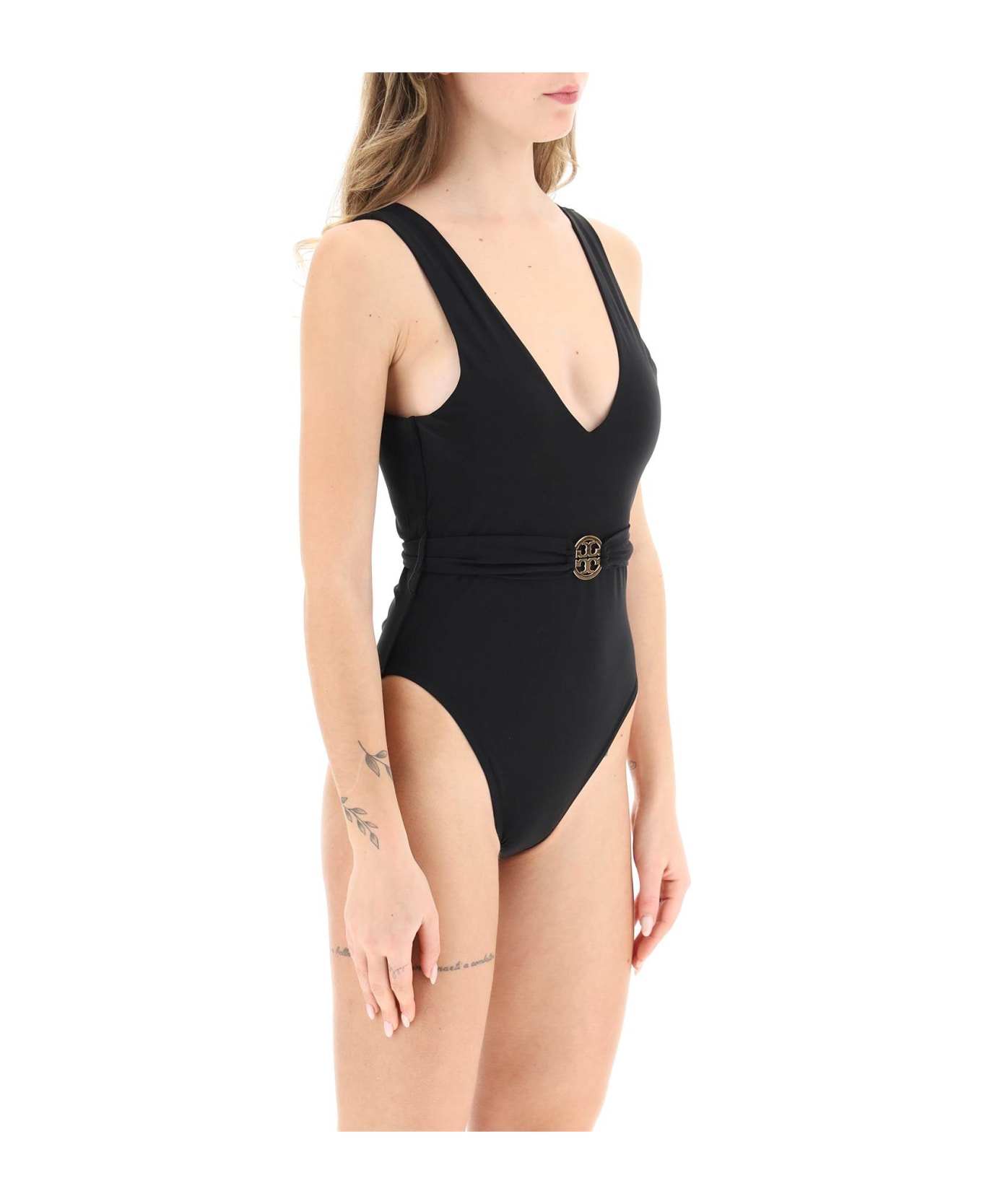 Tory Burch Miller Plunge One-piece Swimsuit - Black