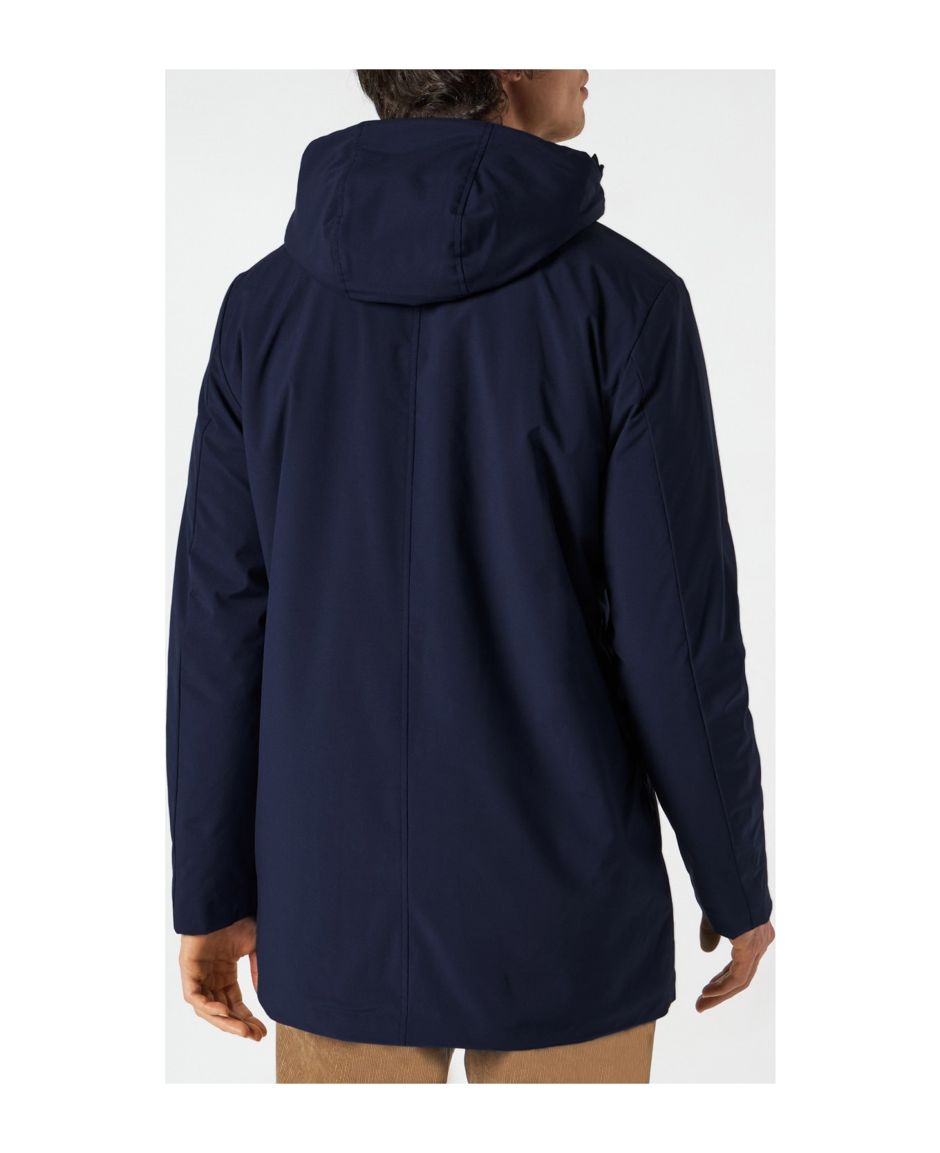 MC2 Saint Barth Man Hooded Blue Voyager Parka Jacket With Sherpa Lining - BLUE