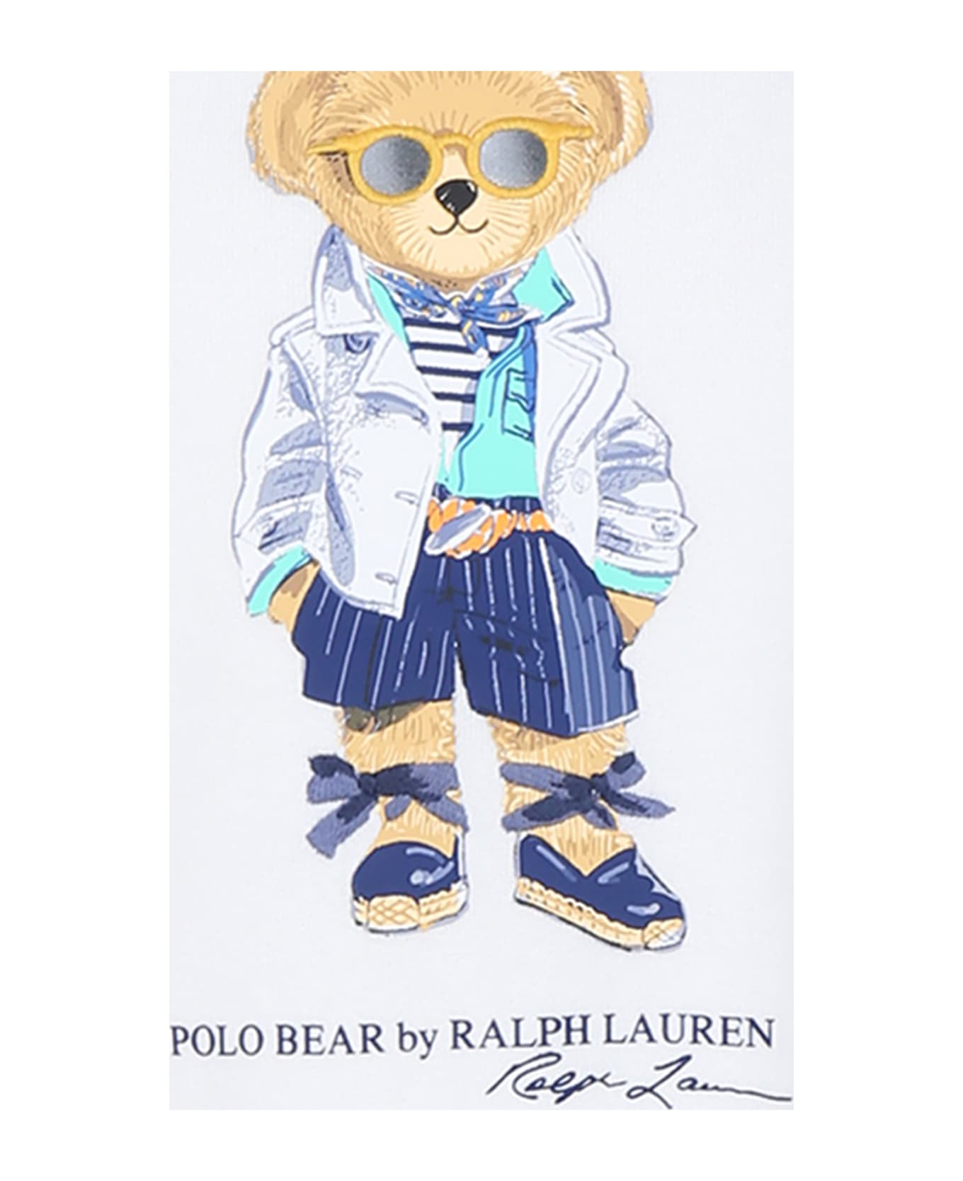 Ralph Lauren White Sweatshirt For Girl With Polo Bear - White