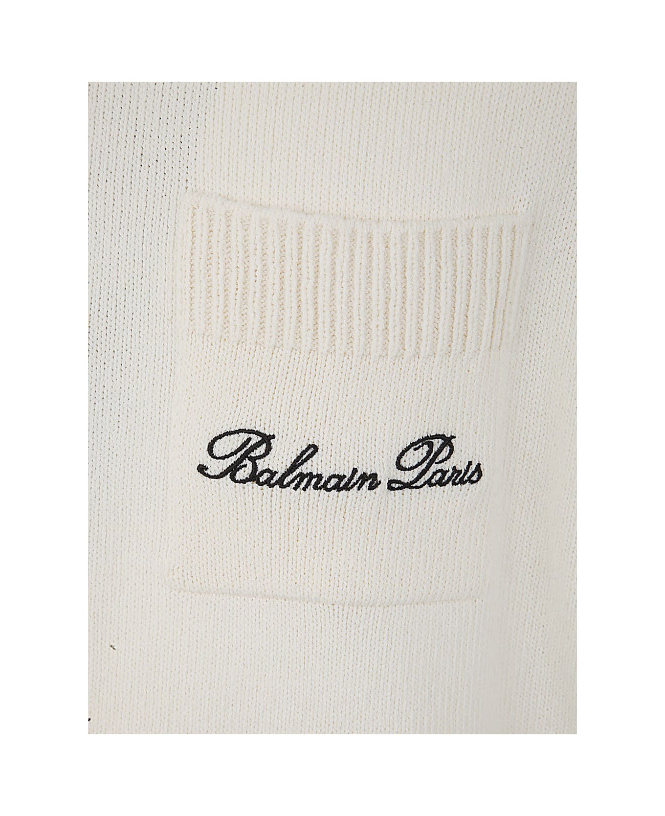 Balmain Logo Embroidered Knitted Polo Shirt - Gmt Naturel Noir ポロシャツ