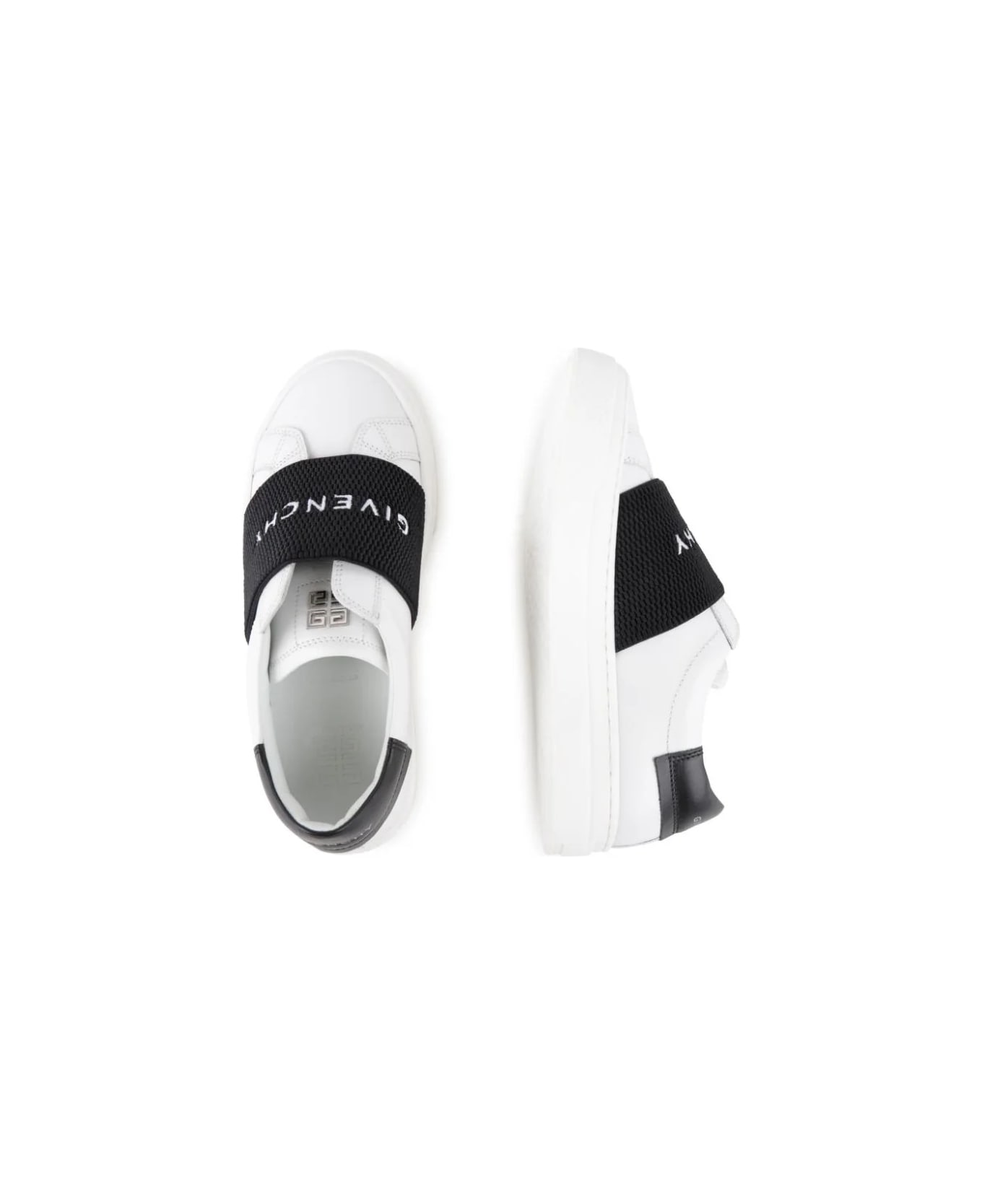 Givenchy White Urban Street Sneakers With Black Logo Band - White